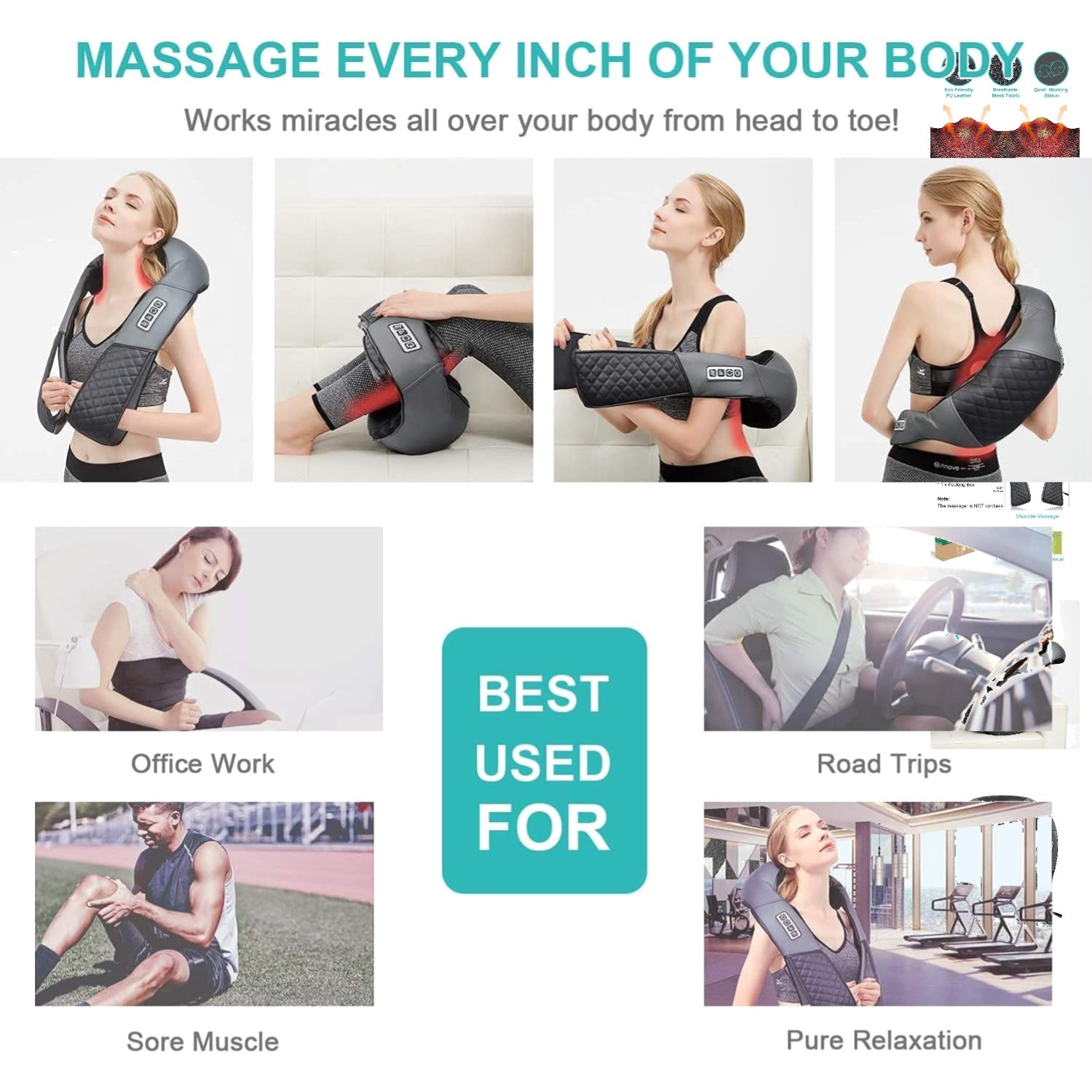 Deep Tissue Shiatsu Neck Massager – Portable Relief with Auto Shut-Off Feature