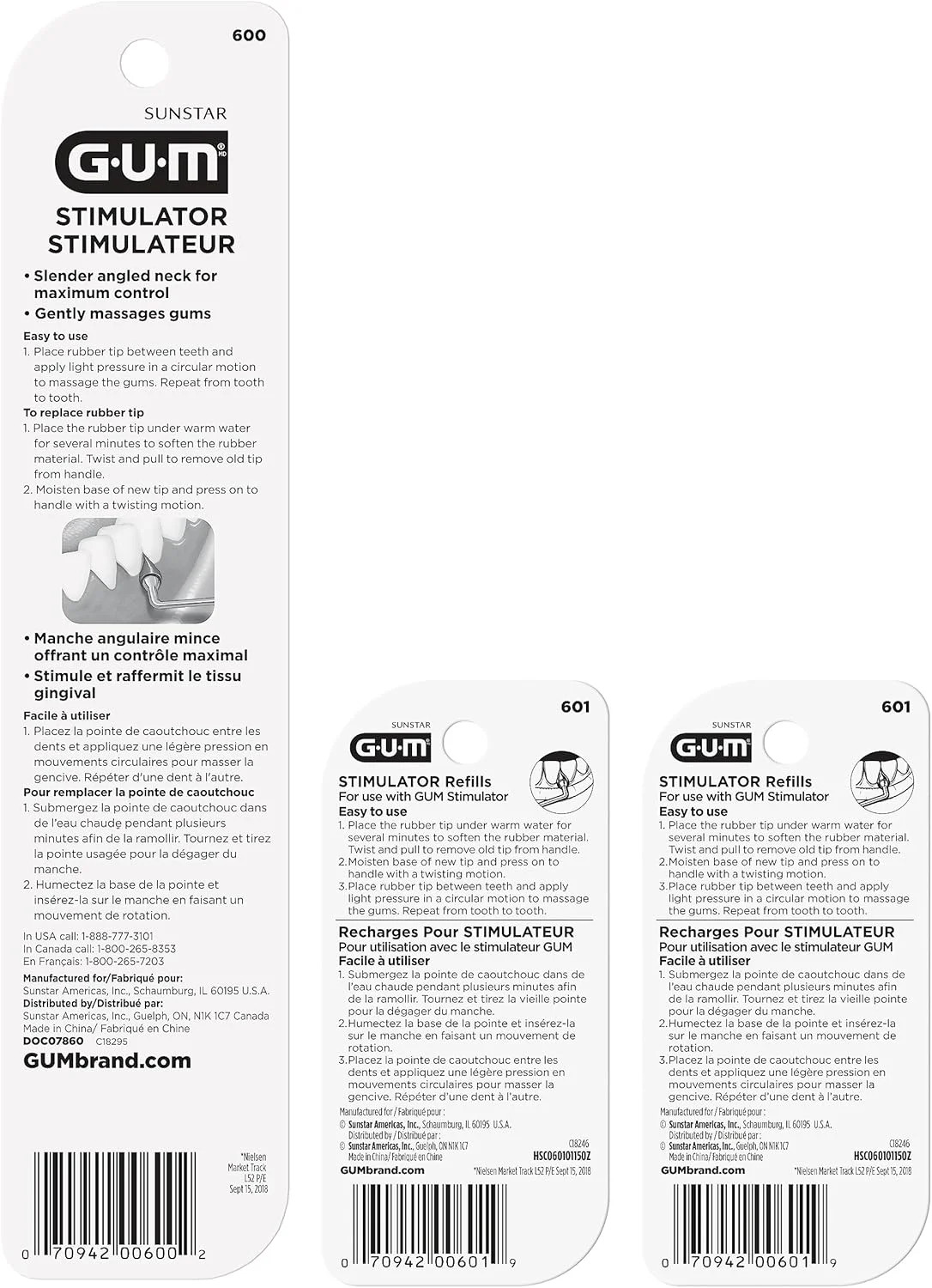 GUM Stimulator Permanent Handle – Long Handled Massager 1 Count (Pack of 3)