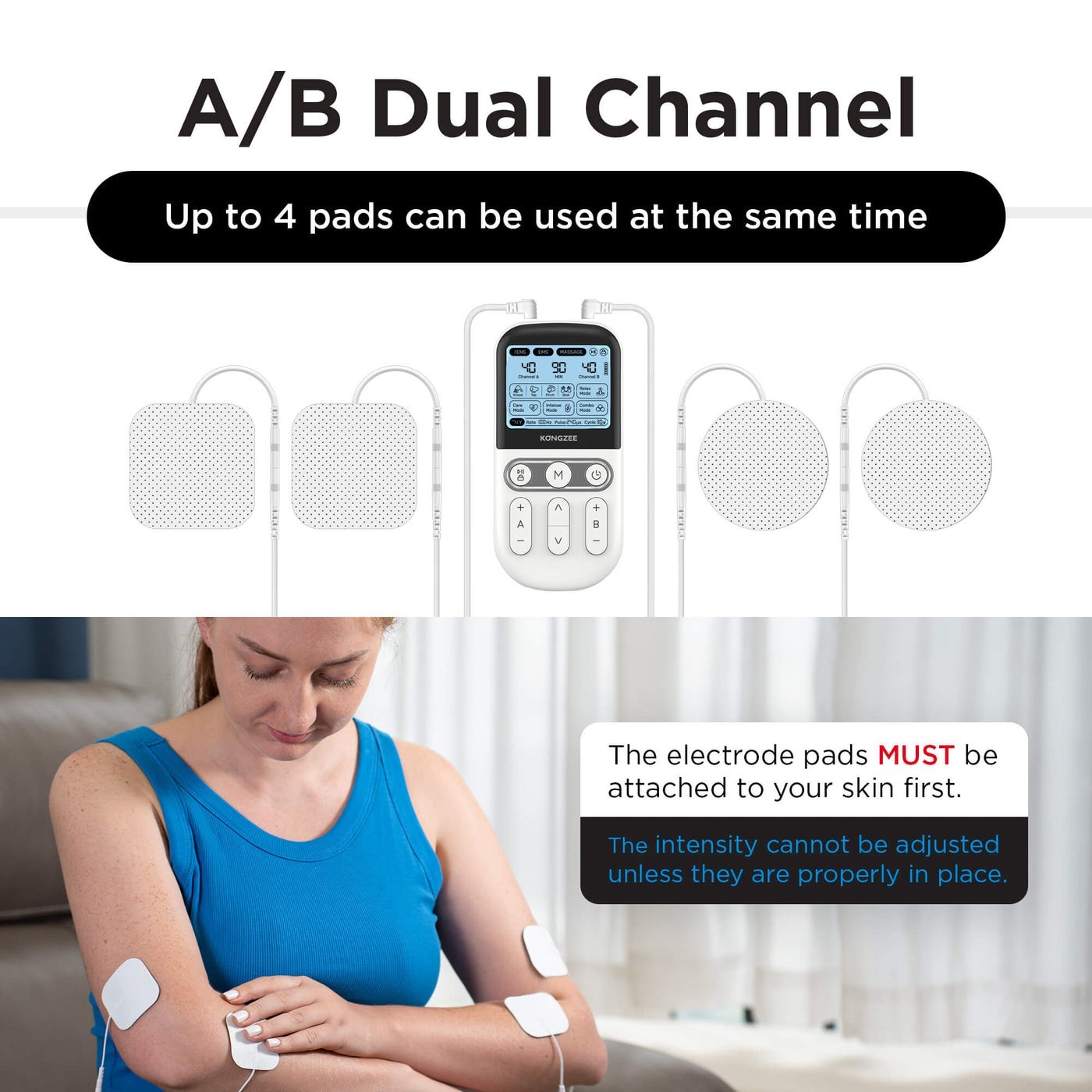 KONGZEE TENS Unit Muscle Stimulator – 4-in-1 Home Pain Relief & Recovery