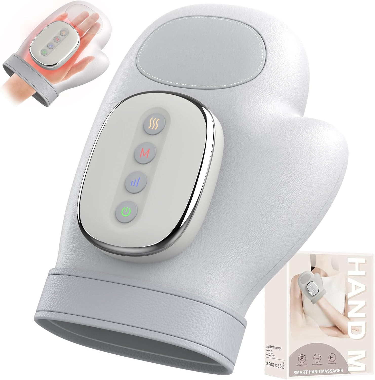 BossKiss Cordless Hand Massager with Heat and Compression – Upgraded Electric Ma