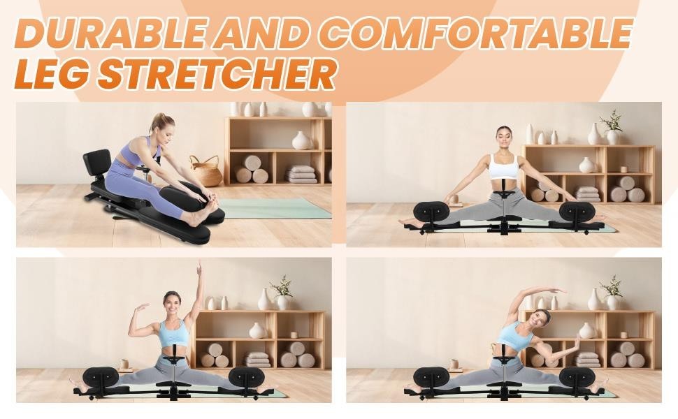 330LBS Leg Stretcher Heavy Duty Steel Frame Equipment Black Leg Stretch Machine