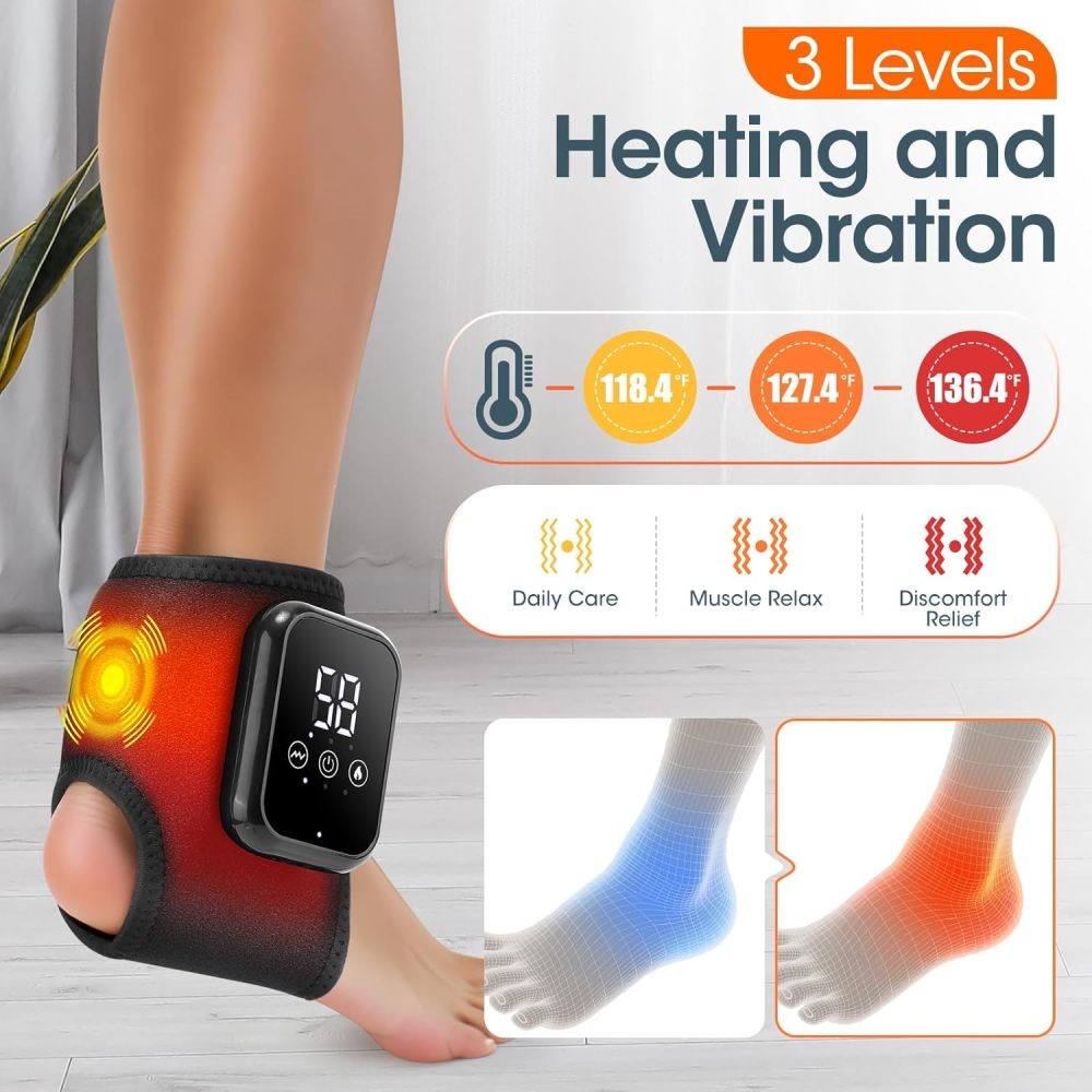 Foot Ankle Vibration Massager 3-speed Infrared Hot Compress Therapy Pain Relief