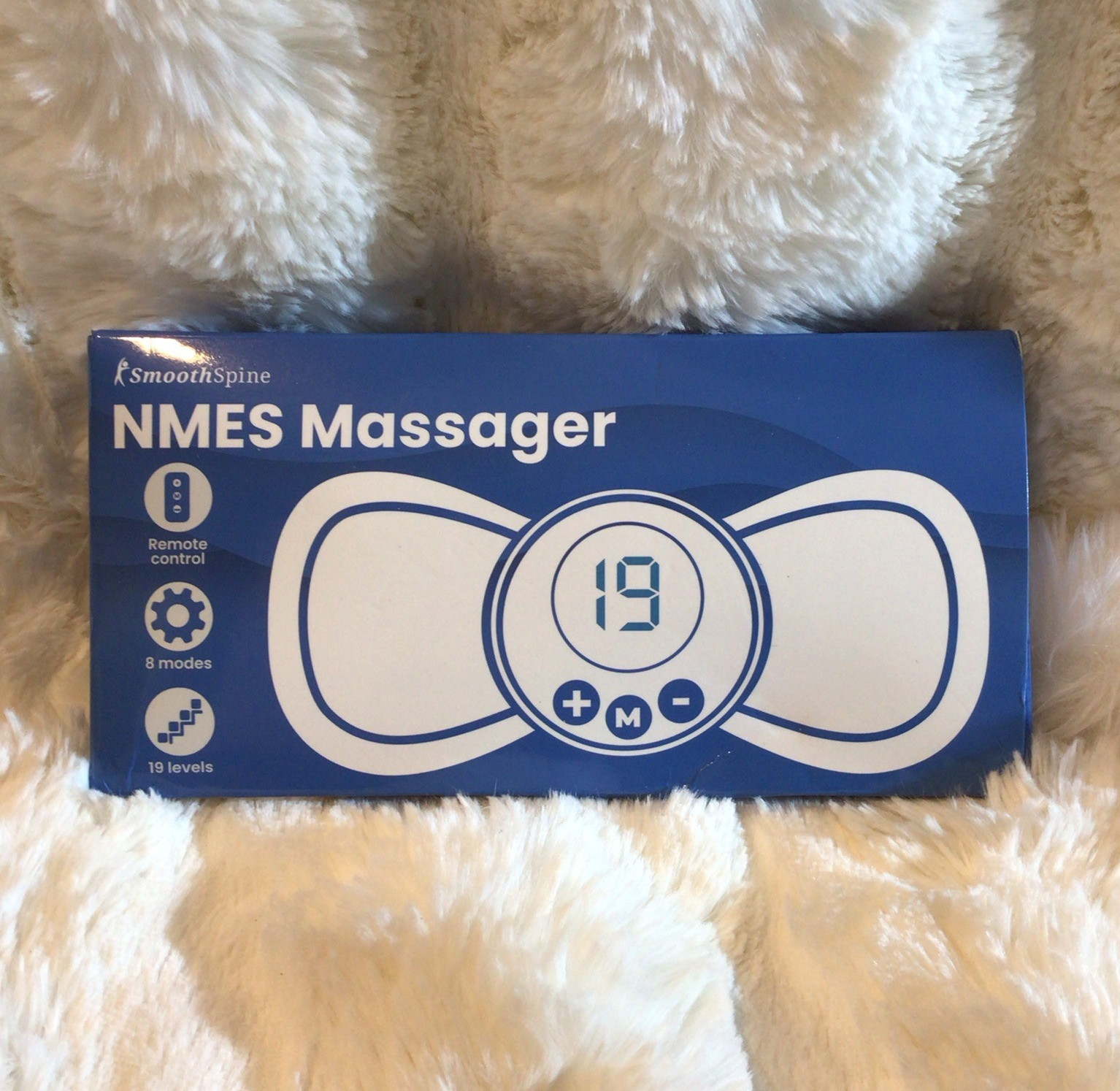 SmoothSpine NMES Massager Remote 8 Modes 19 Levels Rechargeable Neck/Back