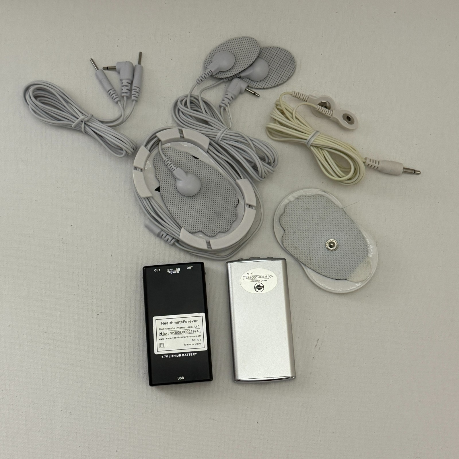 HealthmateForever TENS Unit Muscle Stimulator Lot of 2 Devices + Pads Untested