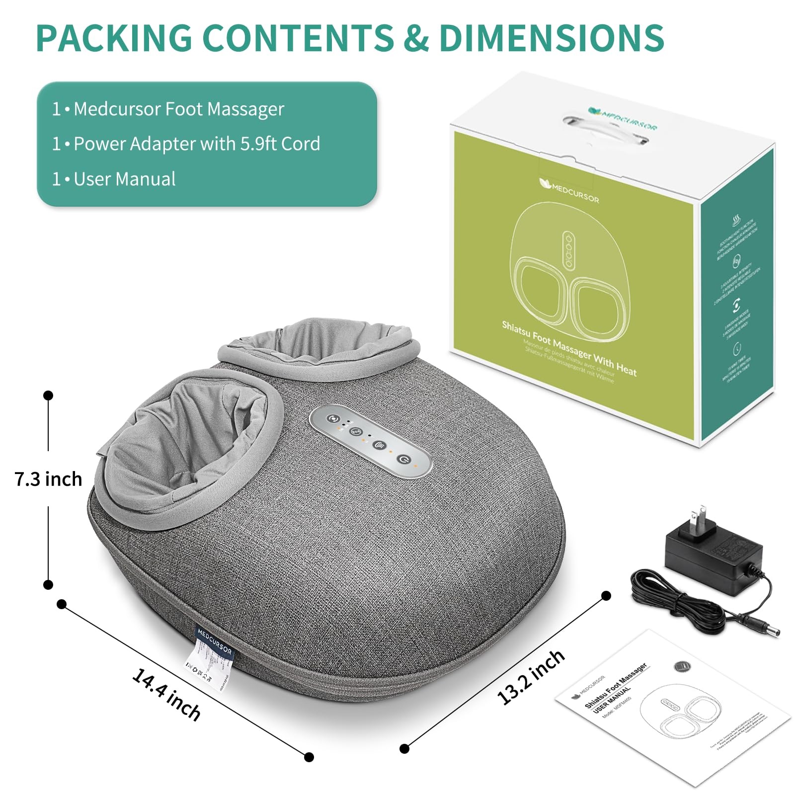 Medcursor Foot Massager Heat – Shiatsu Deep Kneading Delivers Relief For Tired