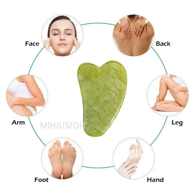 Natural Jade Roller & Gua Sha Set Face Body Massager Anti-Wrinkle Lifting Double