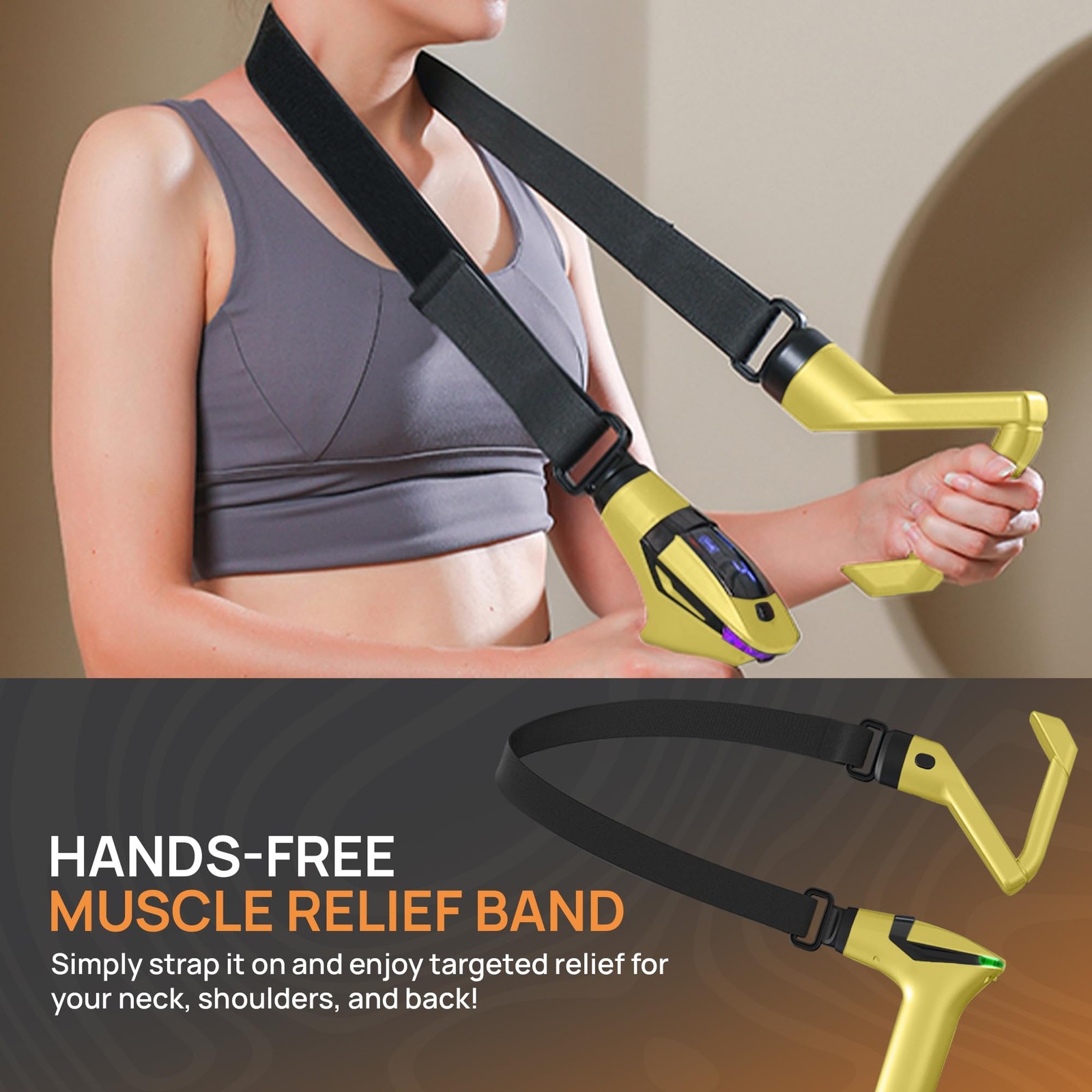 ELEVANZA 3-in-1 Massage Gun Extended Handle & Belt with 12 Speed Levels & 4
