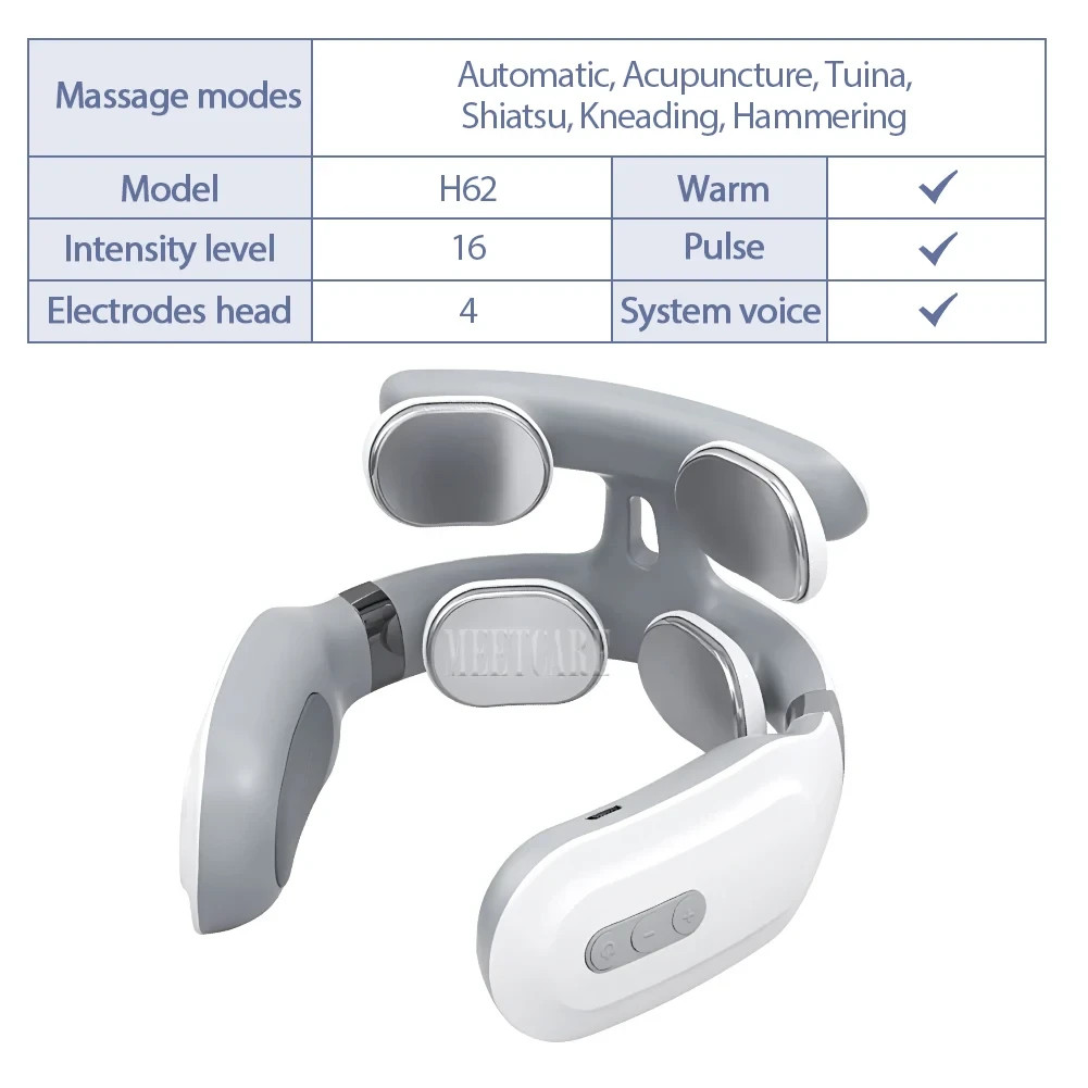 Smart Electric Neck Massager TENS Pulse Wireless Cervical Pain Relief H99 H62 JT