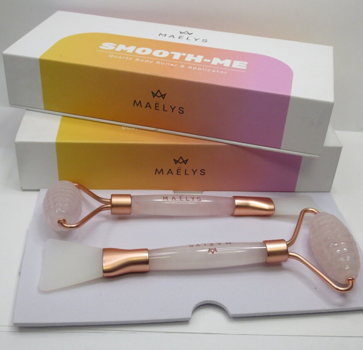 MAELYS SMOOTH-ME QUARTZ BODY ROLLER & APPLICATOR BOXED (LOT OF 2)