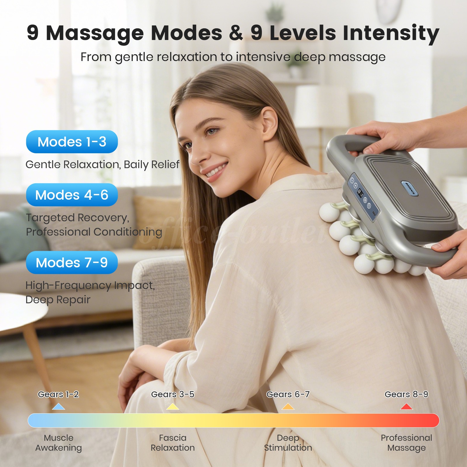 16 Heads Massage Gun Deep Tissue Muscle Relaxer 9 Modes 9 Adjustable Intensity