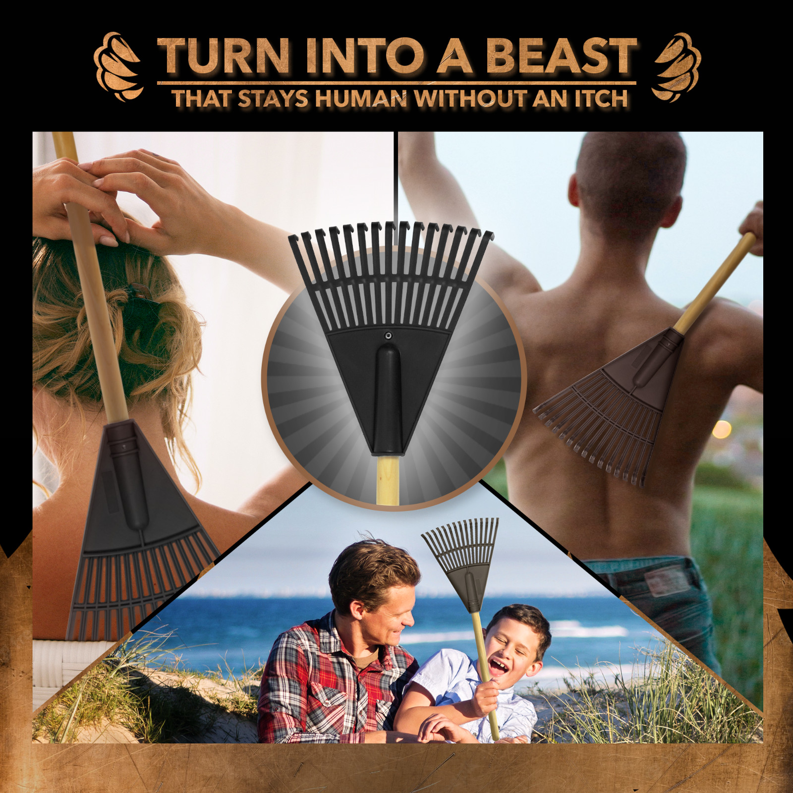 Beast Rake Back Scratcher – Oversized 15-Prong Ergonomic Itch Relief Stick
