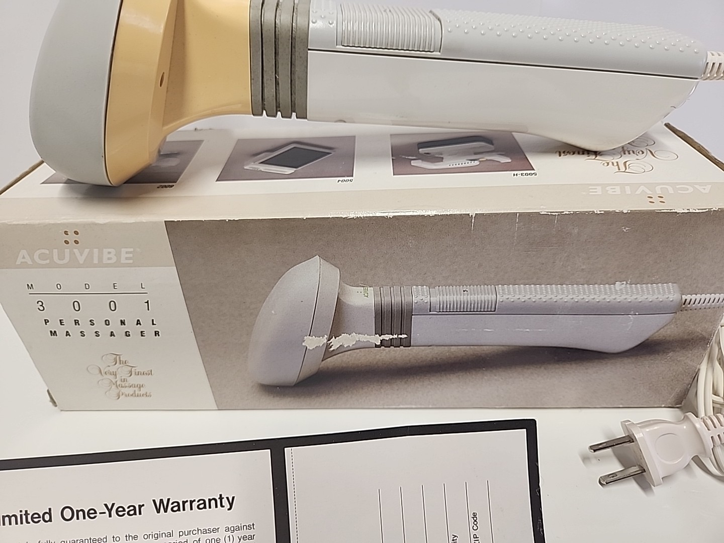 Acuvibe Personal Full Body Massager White 3001 Hand Held Tested with Box