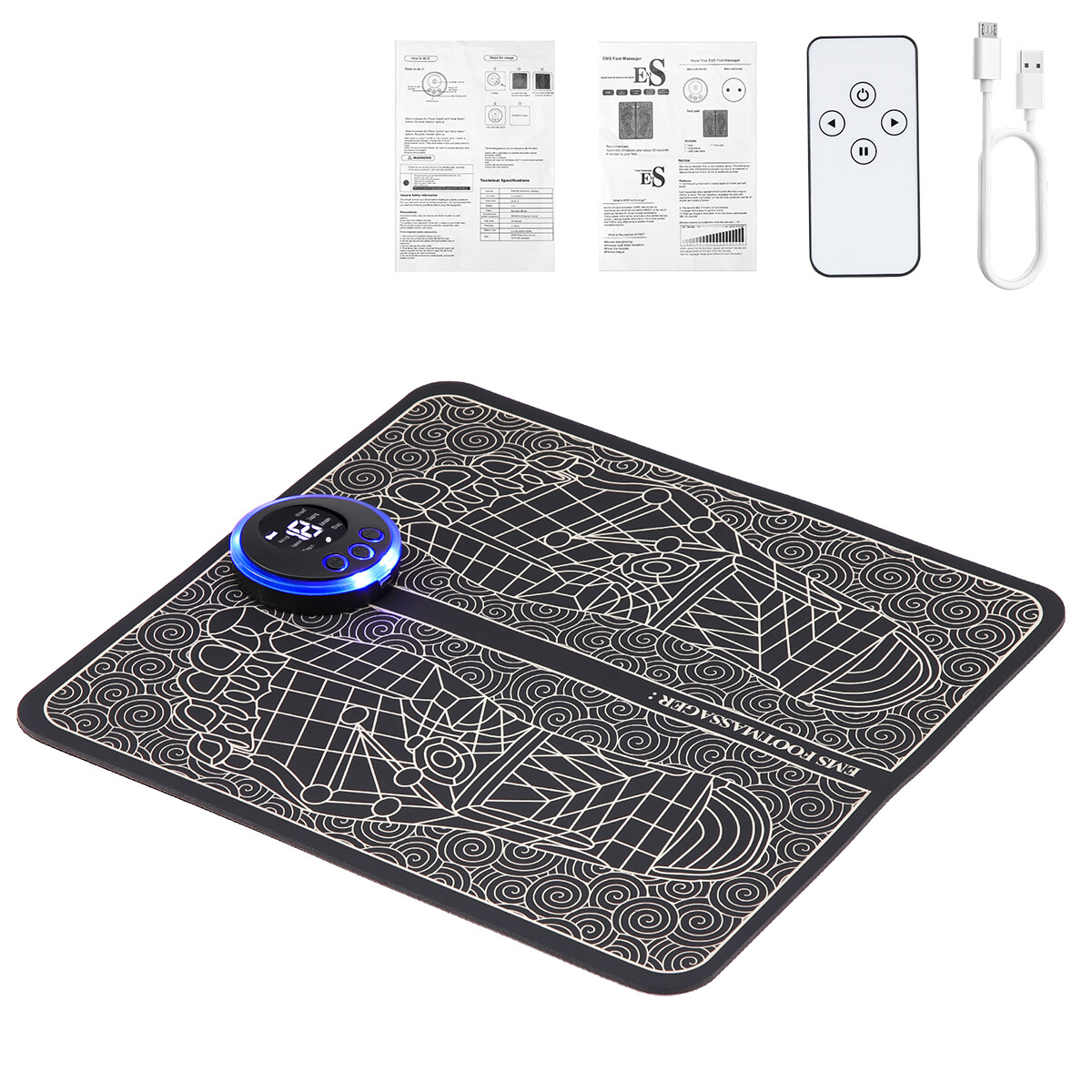 Portable Electric Foot Massager Pad Blood Circulation Muscle Stimulator Mat 2023