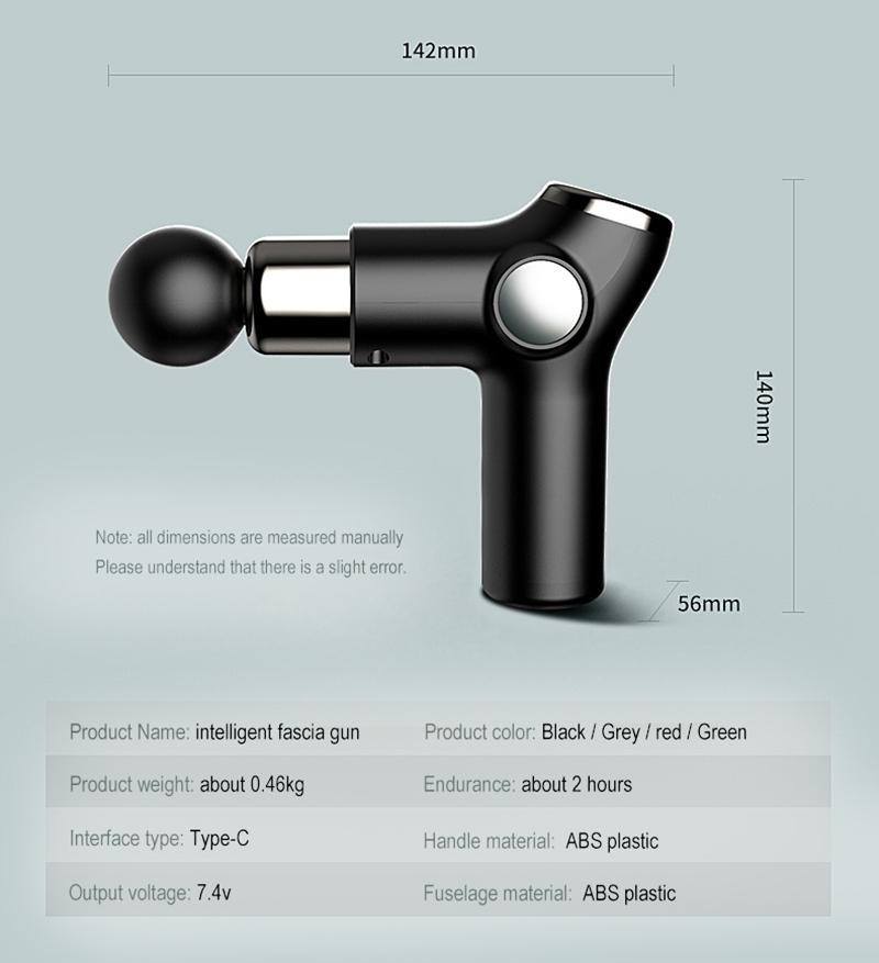 Fascia Gun Deep Tissue Massage Black Gray LED Display Multifunctional Device 32