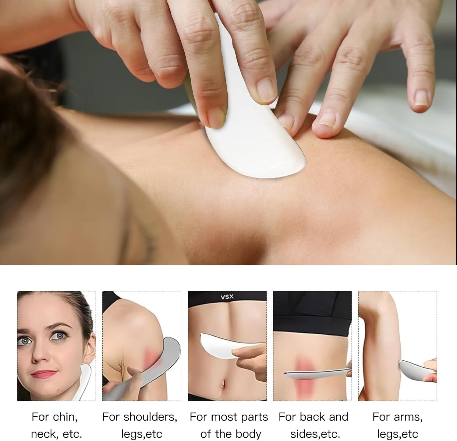 2-in-1 Stainless Steel Gua Sha Muscle Scraper Tool Set – for Myofascial Release,
