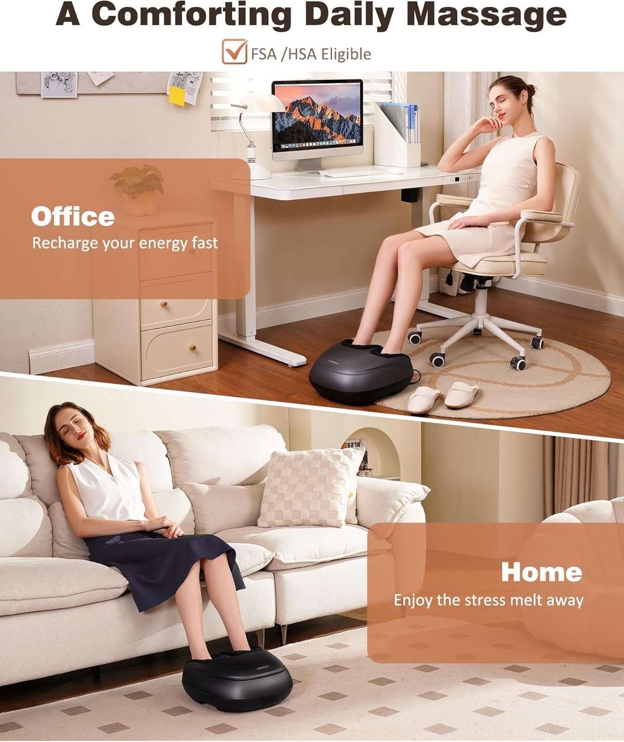 Foot massager with heating function, acupressure deep kneading foot massager.