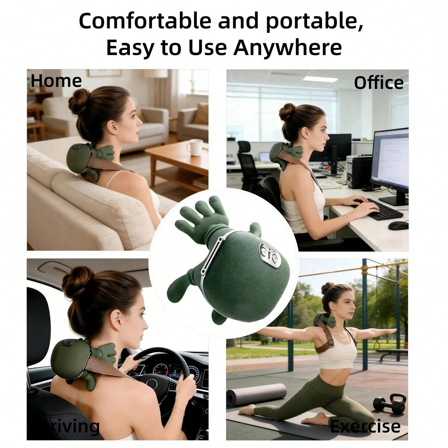 Wireless Heated Neck Massager 4D Deep Tissue Shoulder Back Pain Relief Rechargea