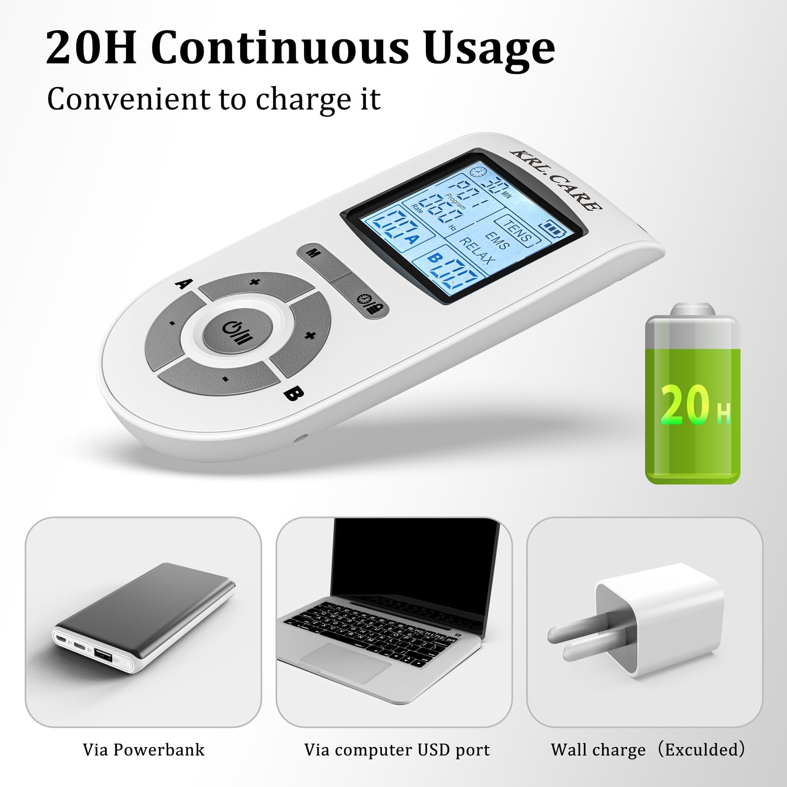 Dual Channel TENS EMS Unit 40 Intensities for Gradual Pain Relief Therapy, 24…