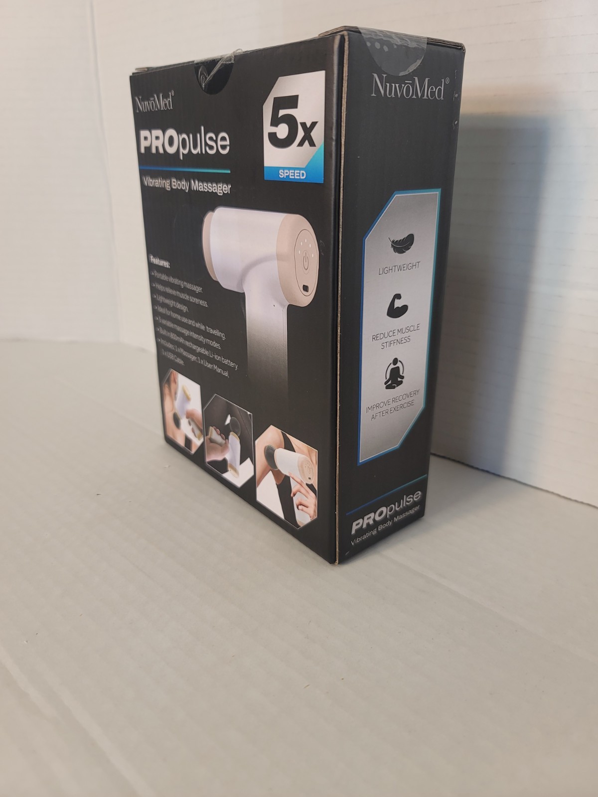 NuvoMed PROpulse Vibrating Body Massager 5 Speed Muscle Gun Rechargeable Battery