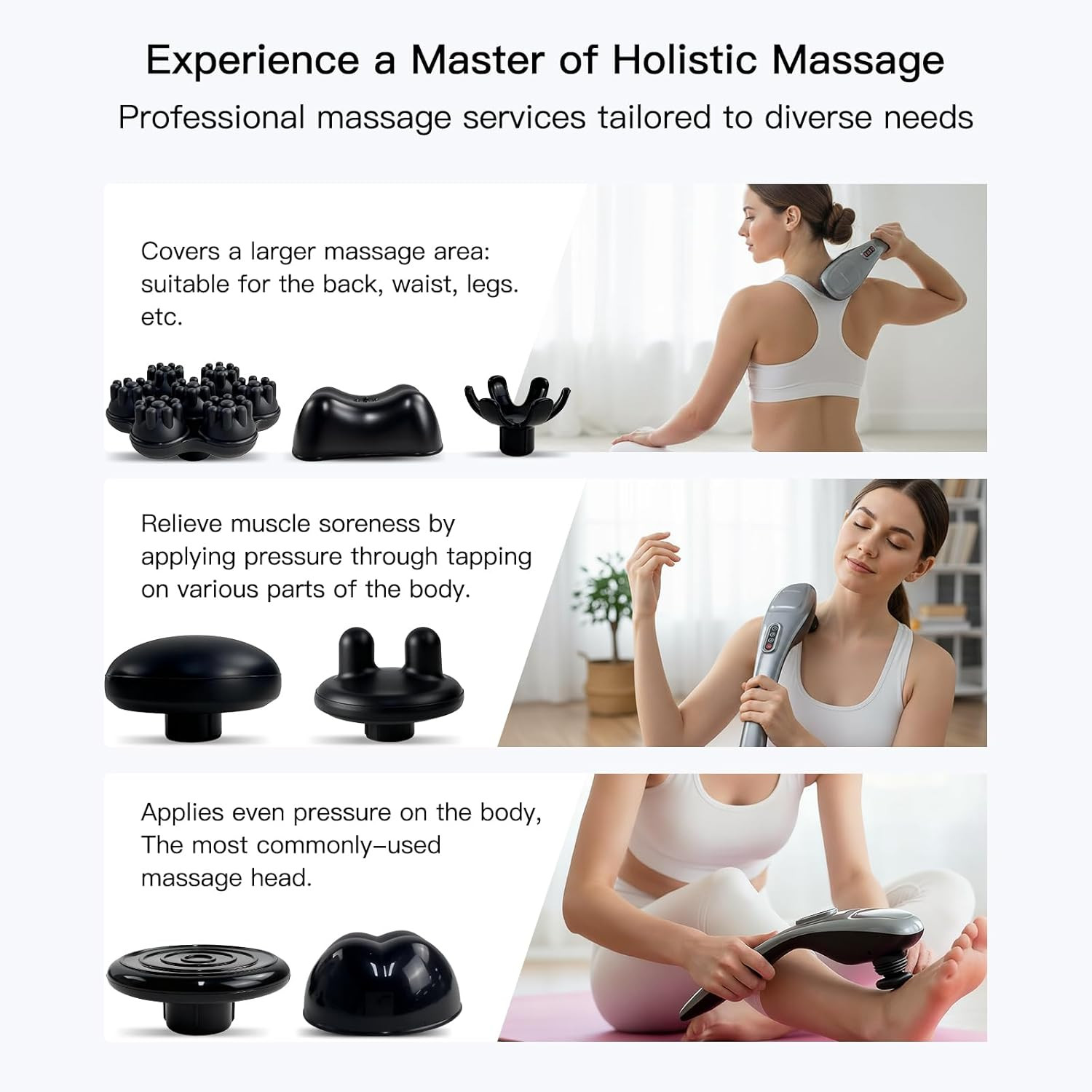 MEGAWISE Handheld Back Massager | Deep Tissue Percussion Massage for Back, Neck,
