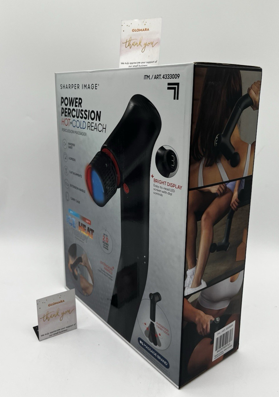 Sharper Image Power Percussion Massager Hot Cold Reach Deep Tissue Kit Set