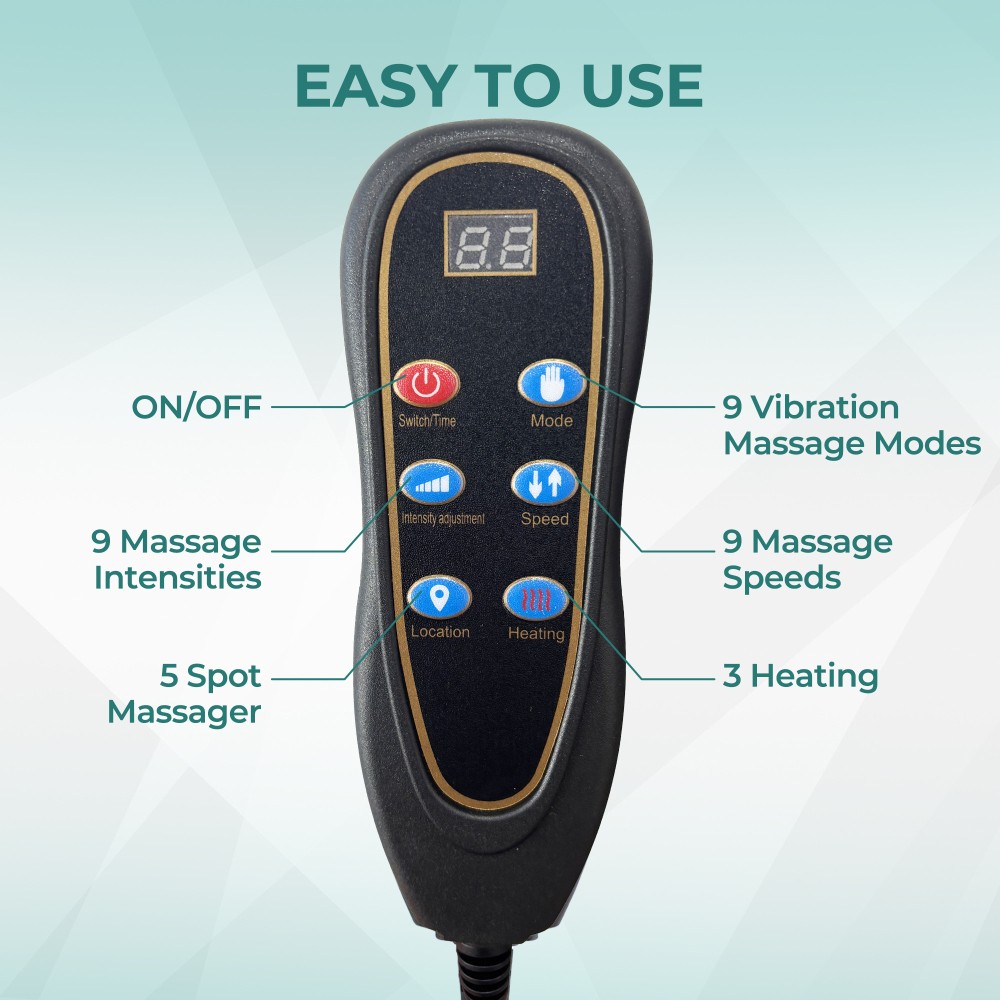 7-Motor Heated Massage Chair Pad, 9 Modes Adjustable Heat Timer for Home Office