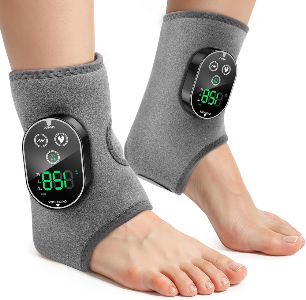 2 Pack 4-in-1 Electric Foot Ankle Massager Pain Relief Heating Vibration Therapy