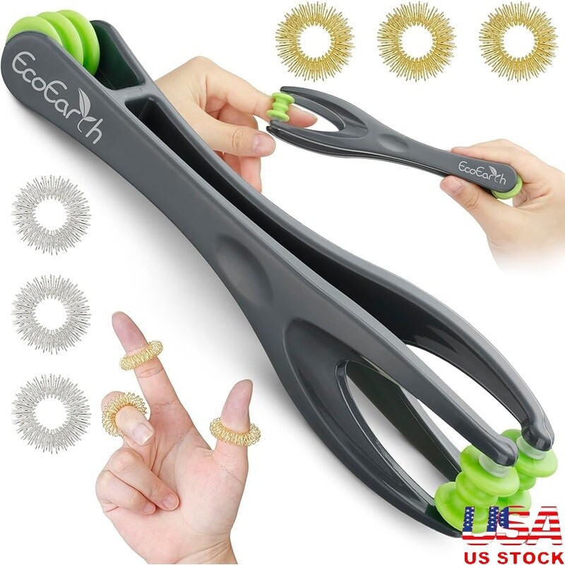 Finger Hand Massager Set Dual Sided Roller 6 Massage Rings Pain Relief New