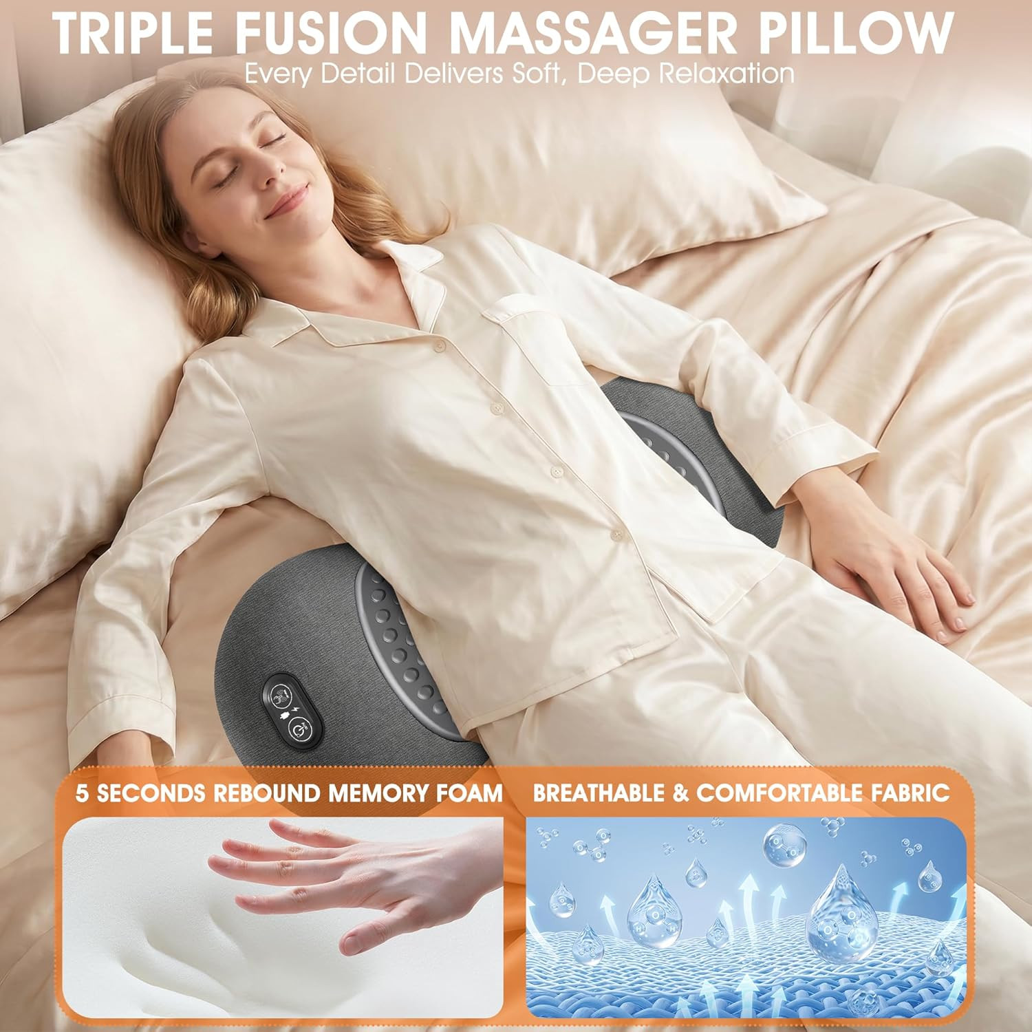 3-In-1 Electric Lumbar Support Pillow,Triple Fusion Back Massager with Heat,Vibr