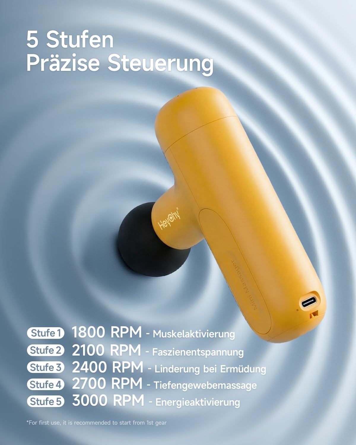 HEYCHY Super Mini Massage Gun Deep Tissue, Handheld Muscle mini, Yellow