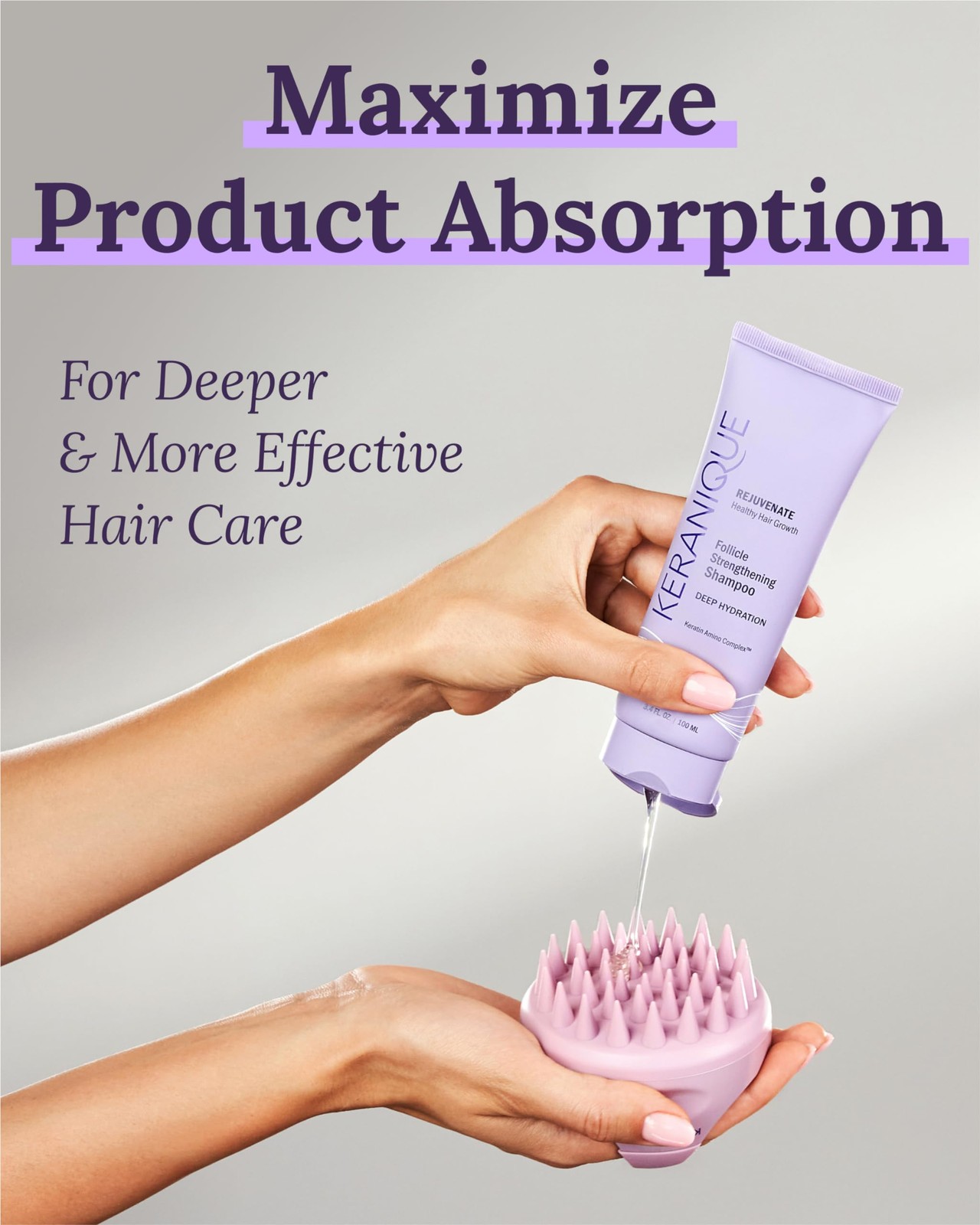 Keranique Scalp Therapy Manual Massager Hair Growth One-Time Purchase, Pink