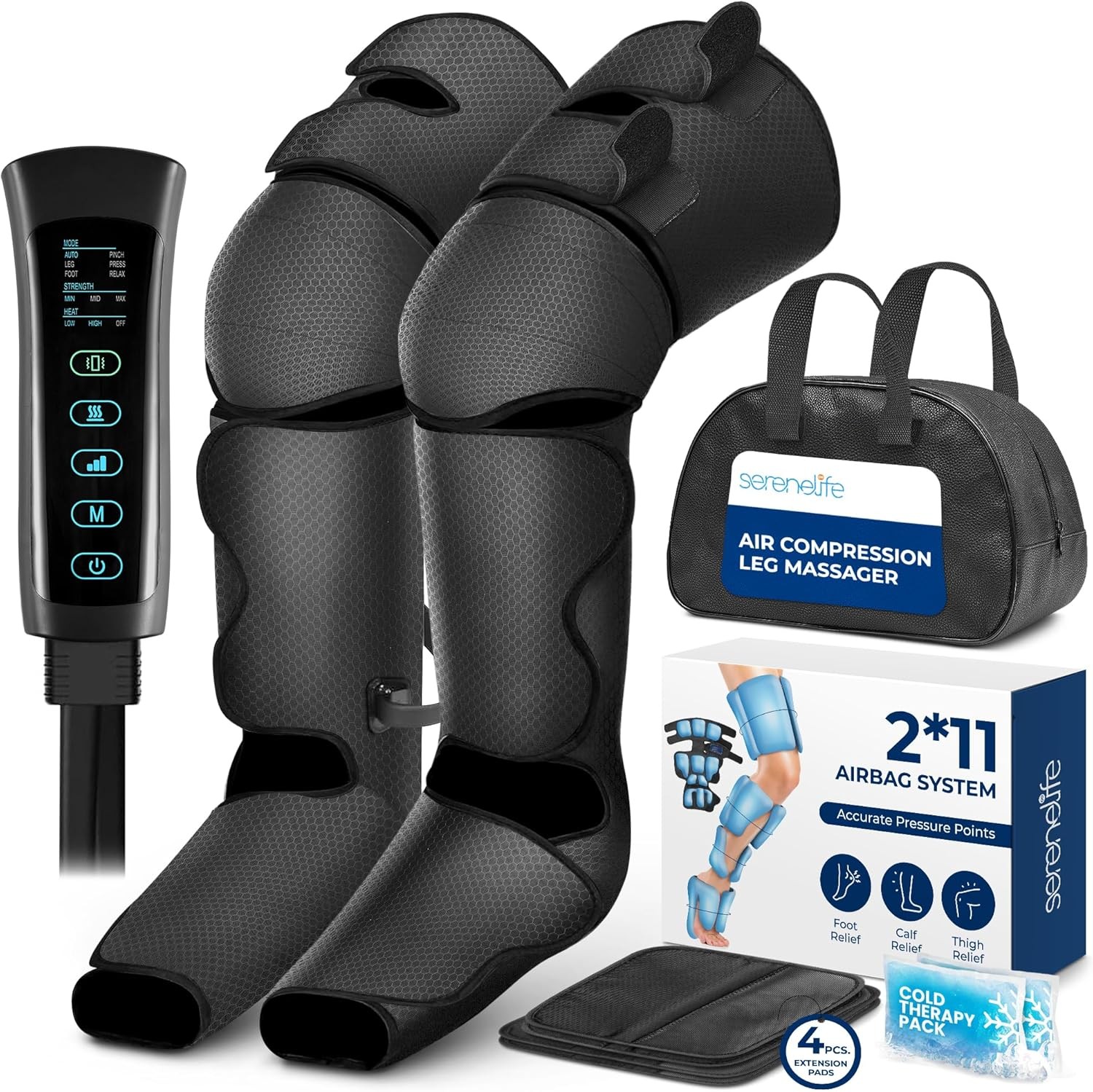 SereneLife SLLGMSGR76 Air Compression Leg Massager (Open Box)