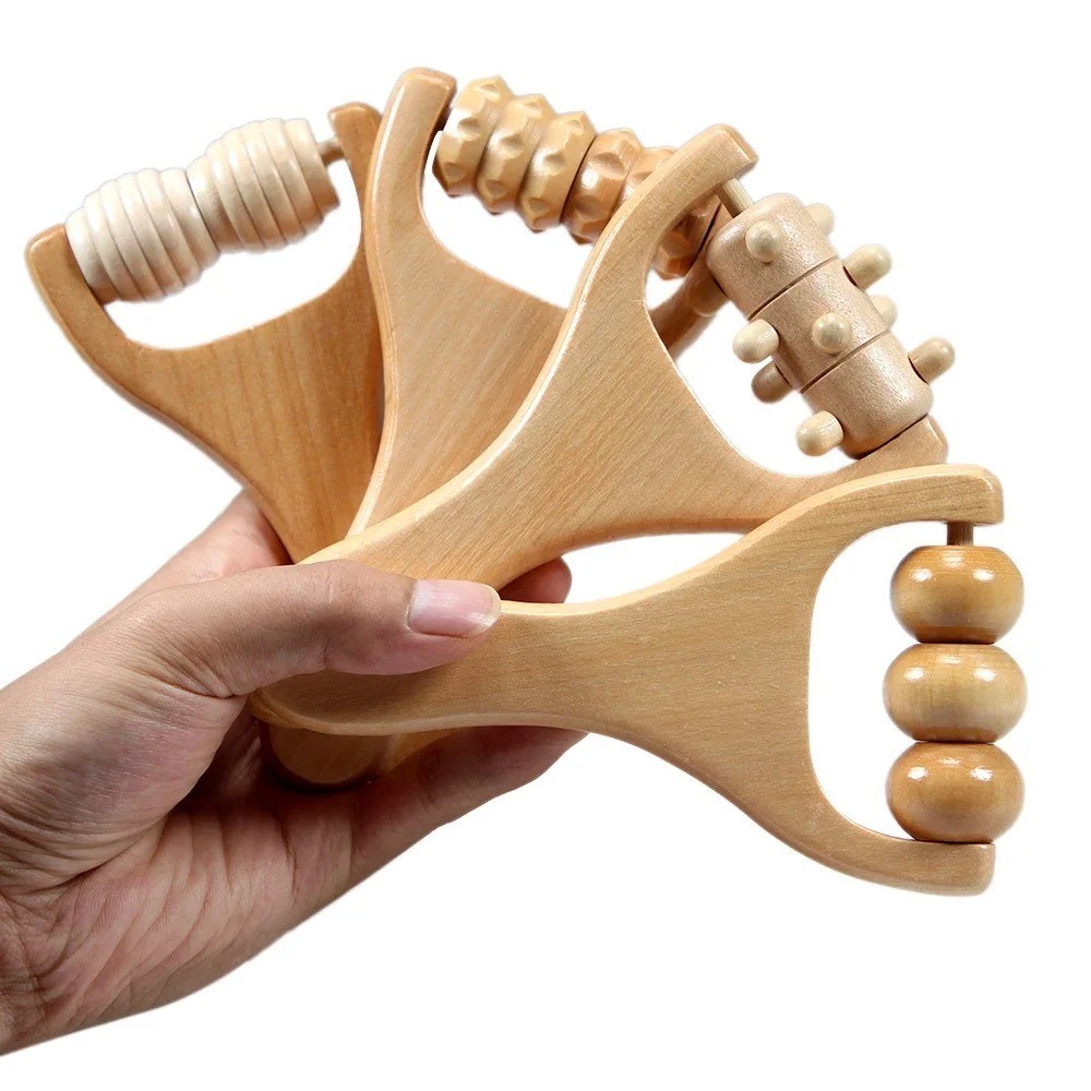Wooden Massage- Roller Neck, Back, Face, Waist, Leg & Arm Trigger Point Massager