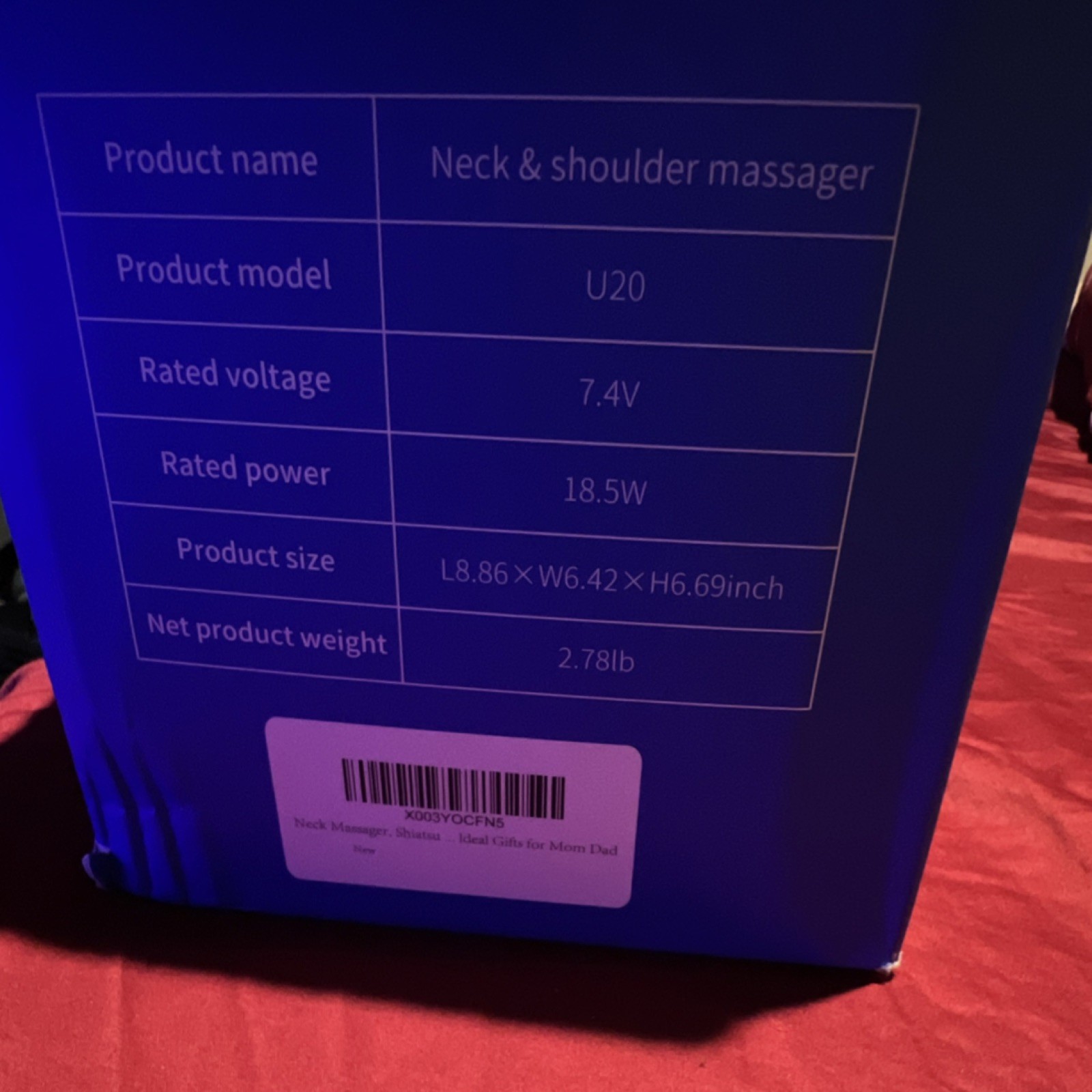 Masgre U20 Neck & Shoulder Massager Blue 7.4V Model for Neck, Shoulder
