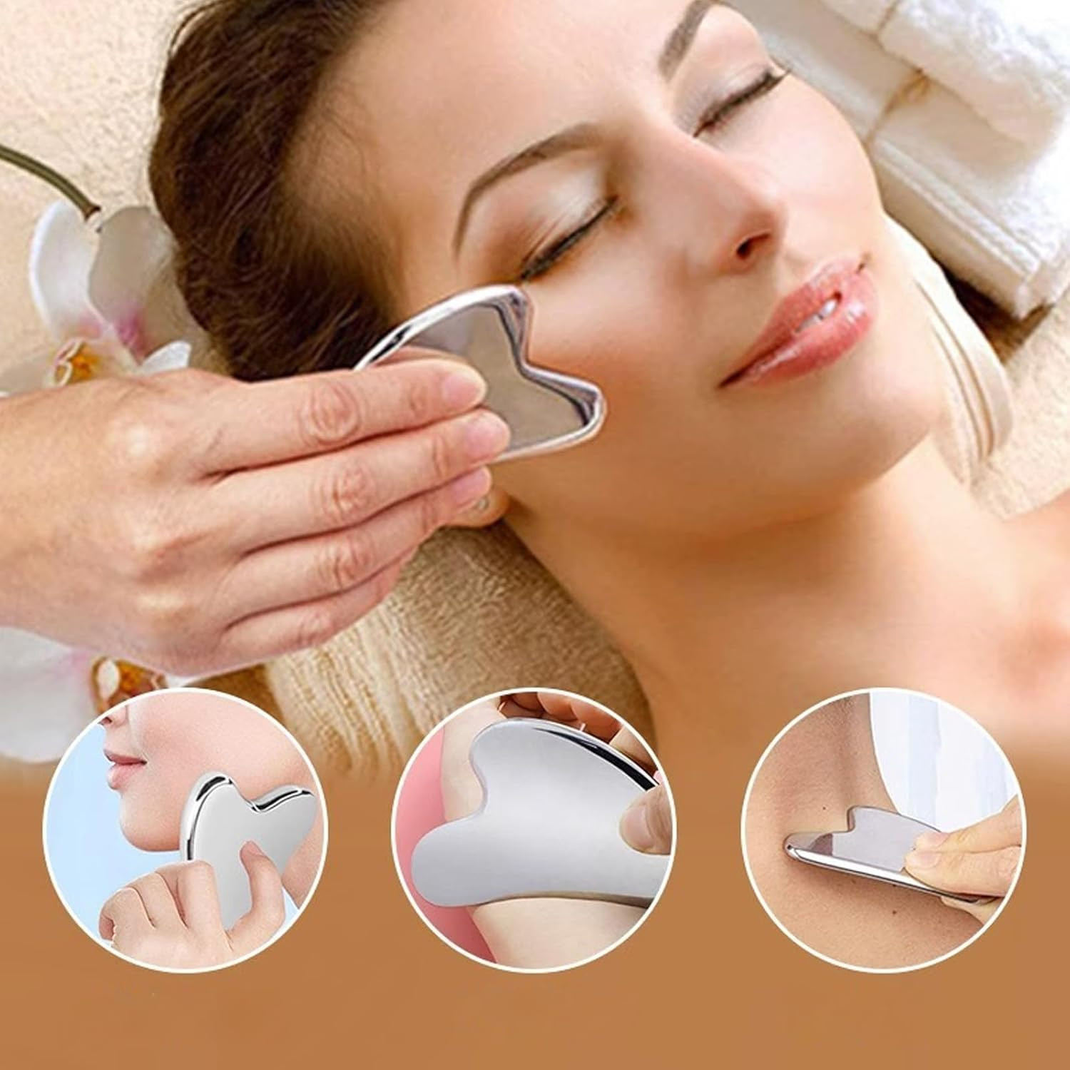 Stainless Steel Gua Sha Facial Tools Guasha for Face Metal Gua Sha Tighten Skin