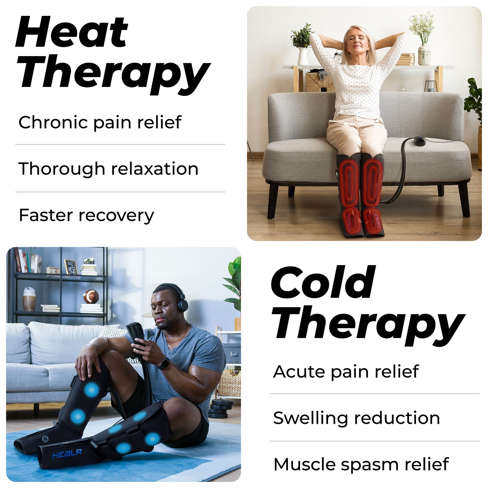 REATHLETE HEALR Adjustable Hot/Cold Therapy Massager for Leg, Calf, and Foot