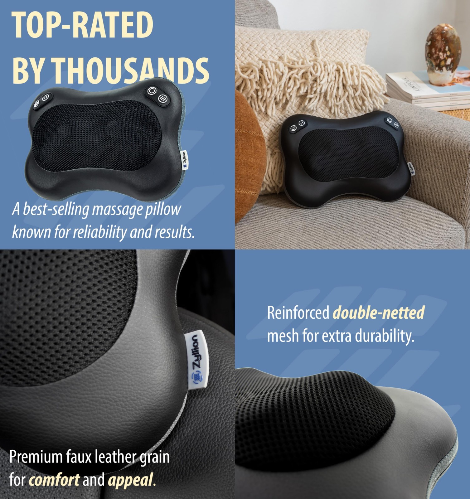 Shiatsu Back & Neck Massager with Heat – 3D Deep Tissue Kneading Pillow, 2 Speed