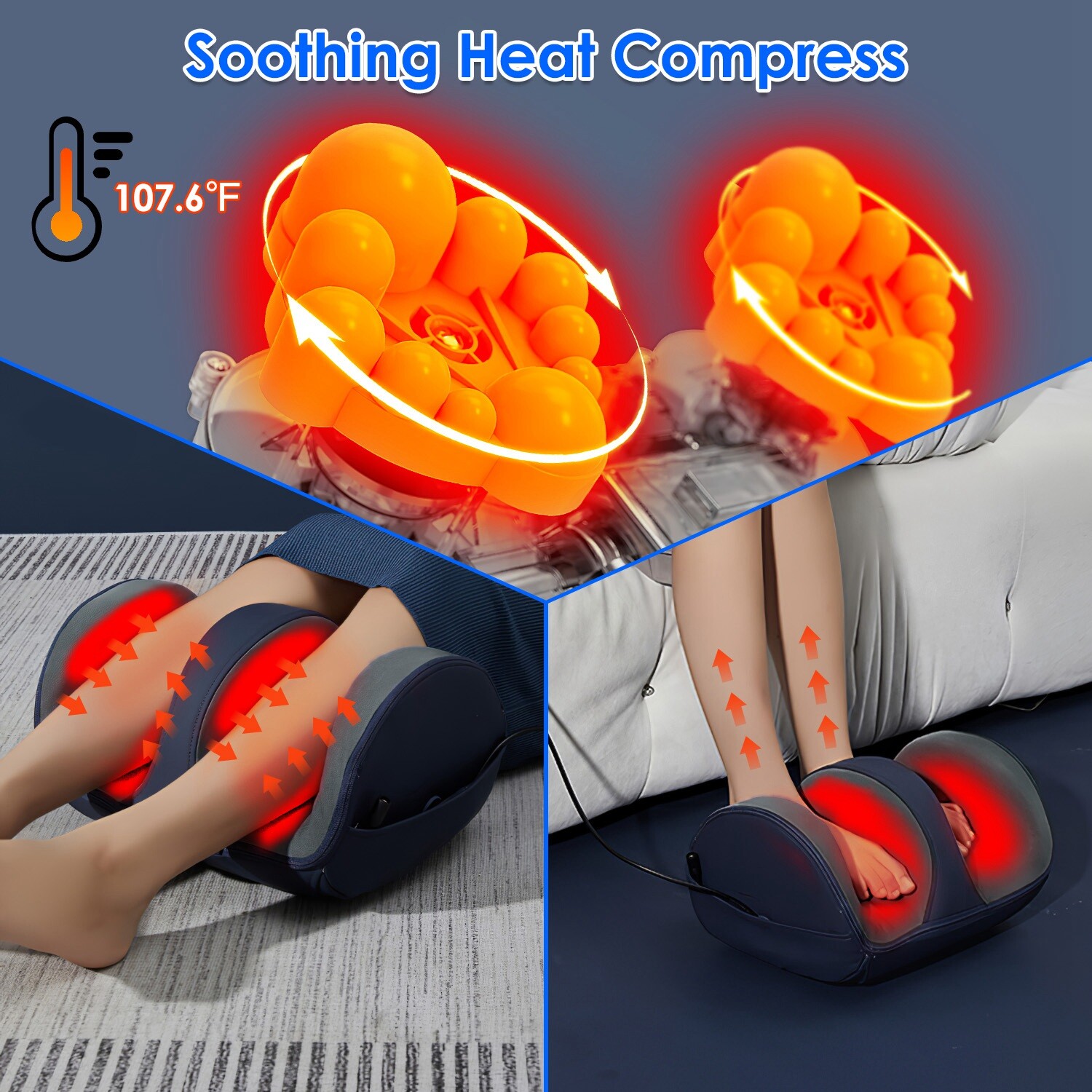 Electric Shiatsu Arm Legs Foot Massager Machine with Controller Heat Therapy