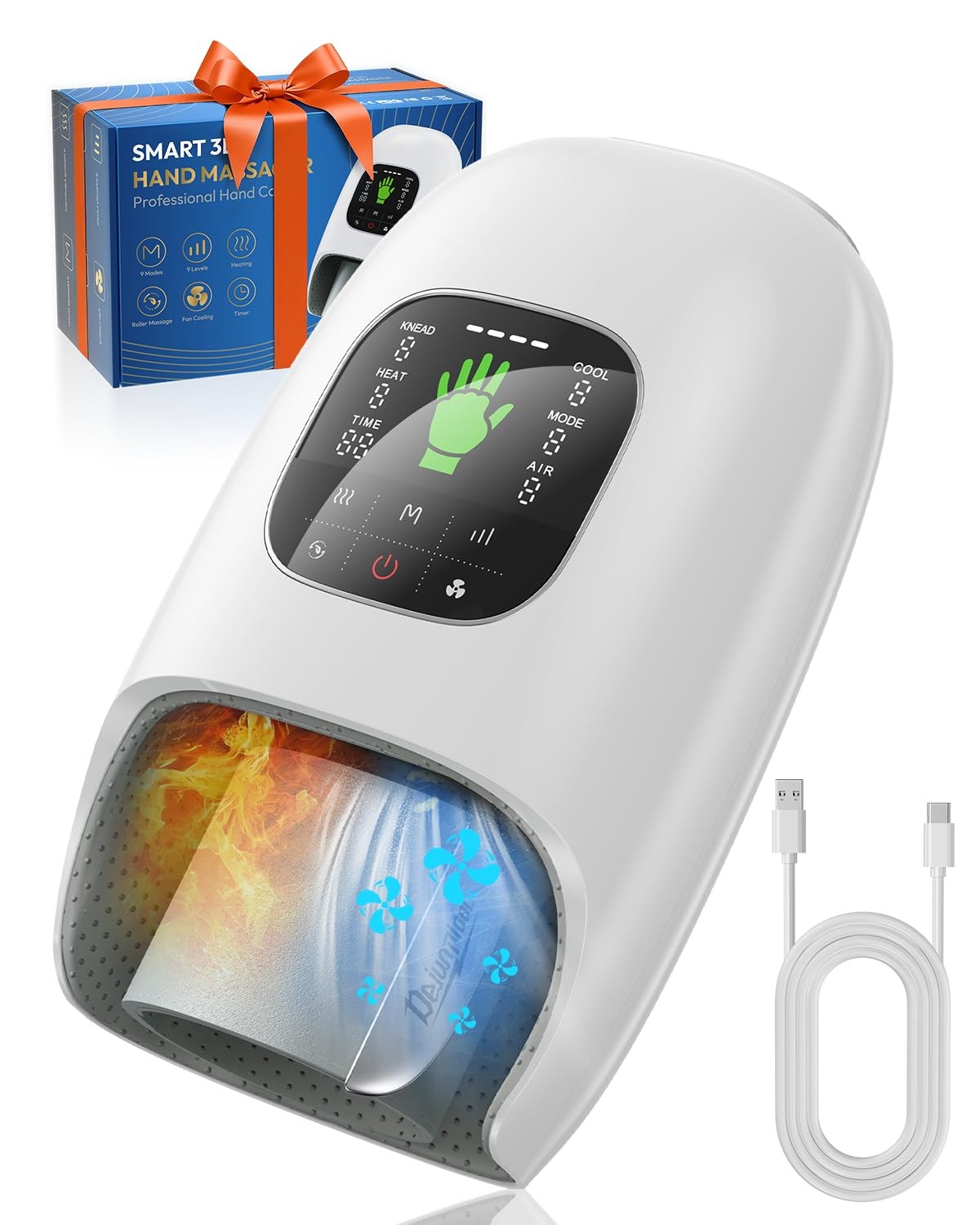 Hand Massager with Heat and Compression, Hot & Cool, Finger Wrist Palm Full H…