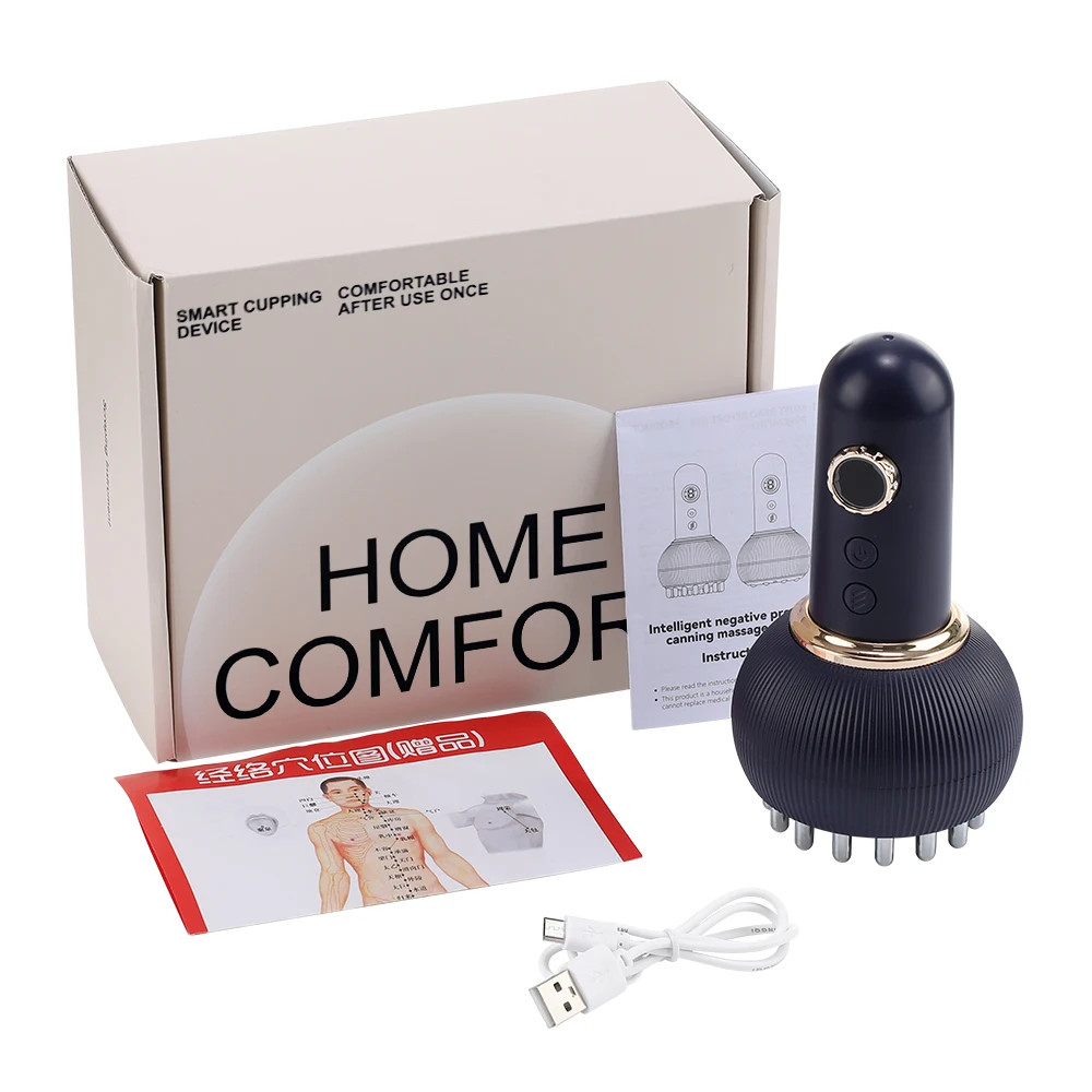 9 Gears Electric Meridian Brush Body Massager Gua Sha Microcurrent Hot Compress