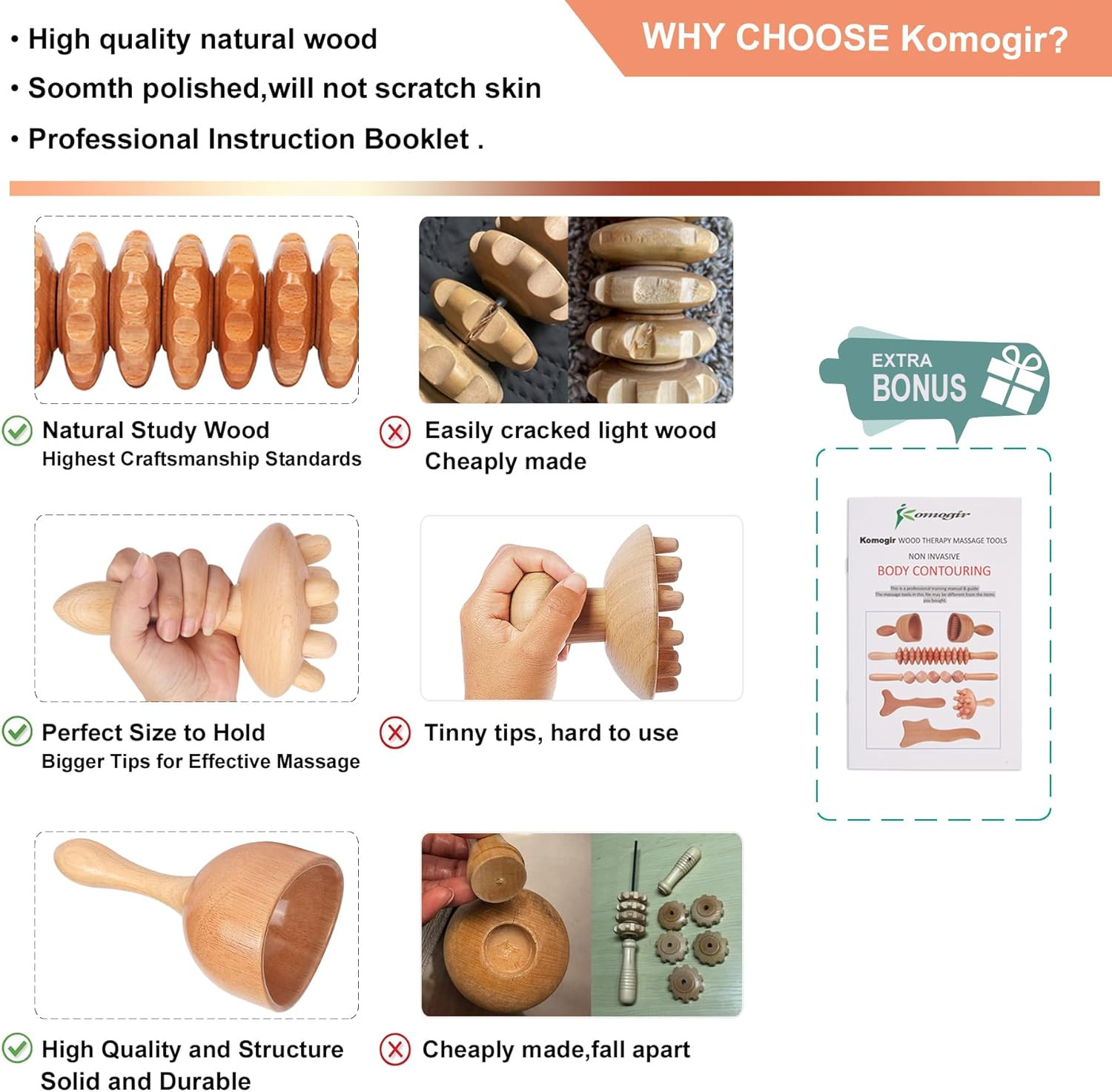 Wood Therapy Massage Tools 5-In-1 Lymphatic Drainage Massager Maderoterapia Kit