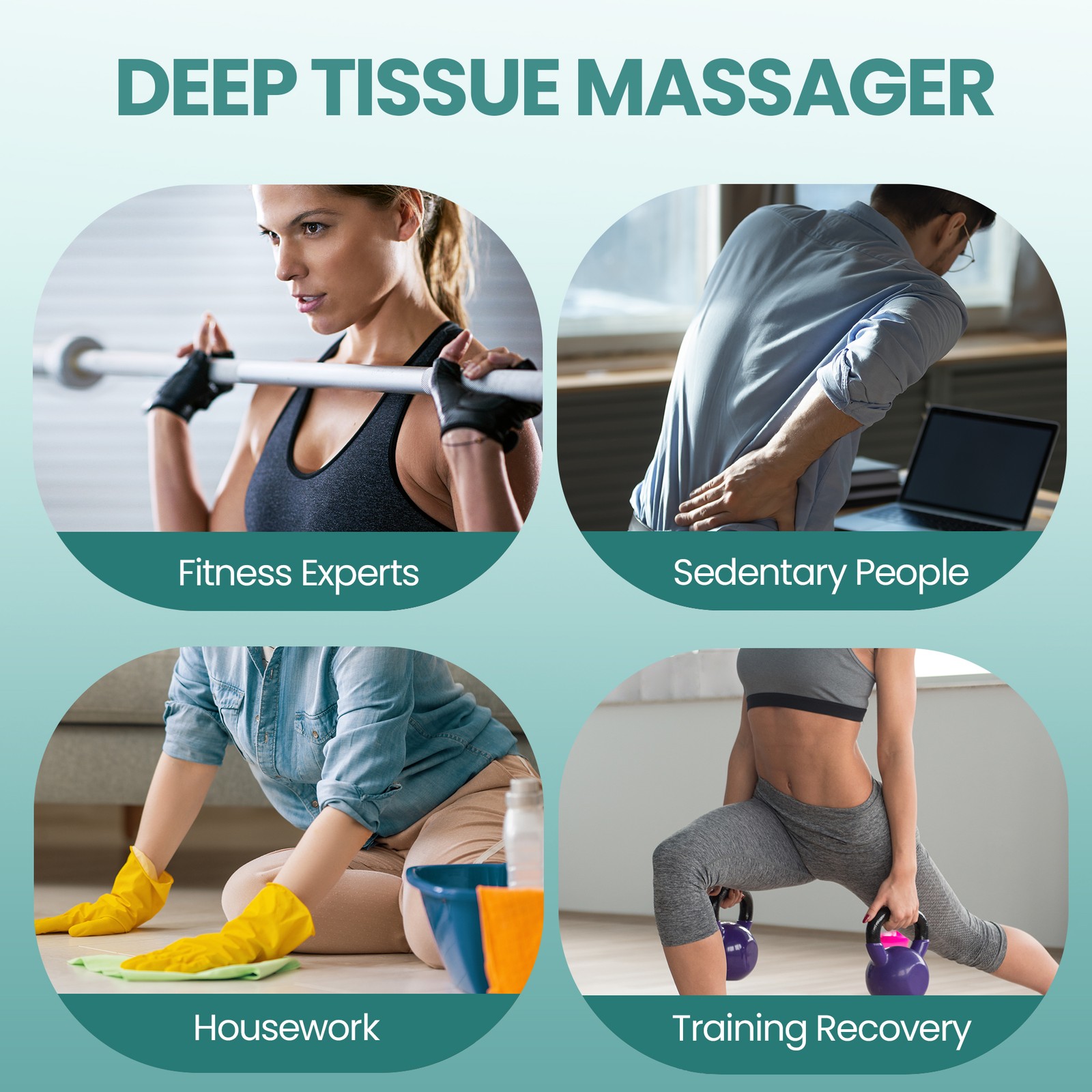 9 Modes Deep Tissue Muscle Massage Gun 10 Head Massager Relax with LED Screen