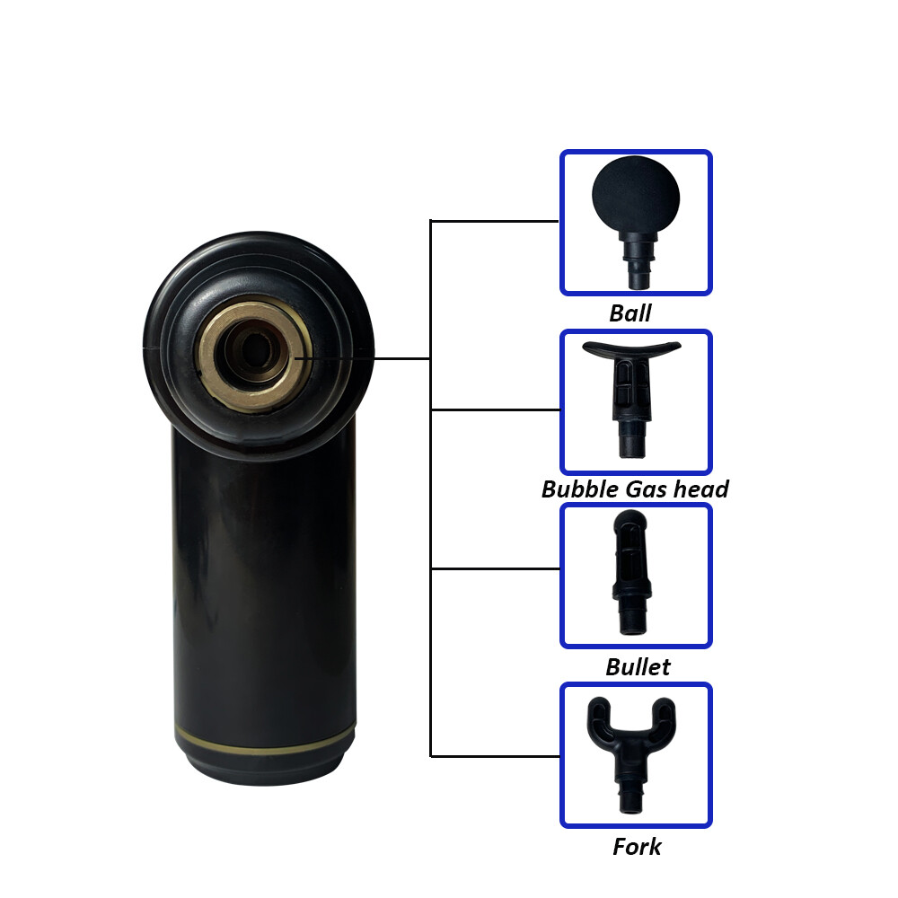 Massage Gun Deep Tissue Percussion Muscle Relax Massager + 4 Heads Massage Gun