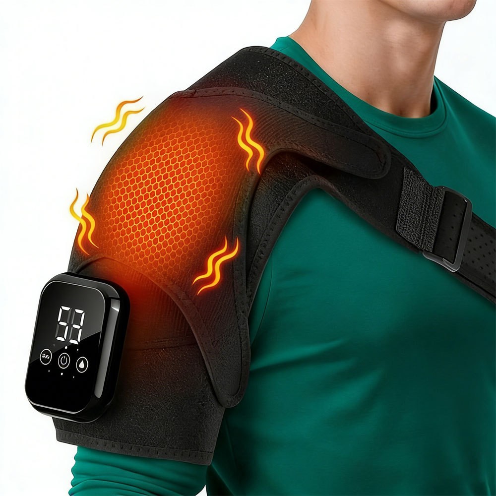 Cordless Heated Shoulder Massager for Pain Relief 3 Vibration Modes & 3 Heating
