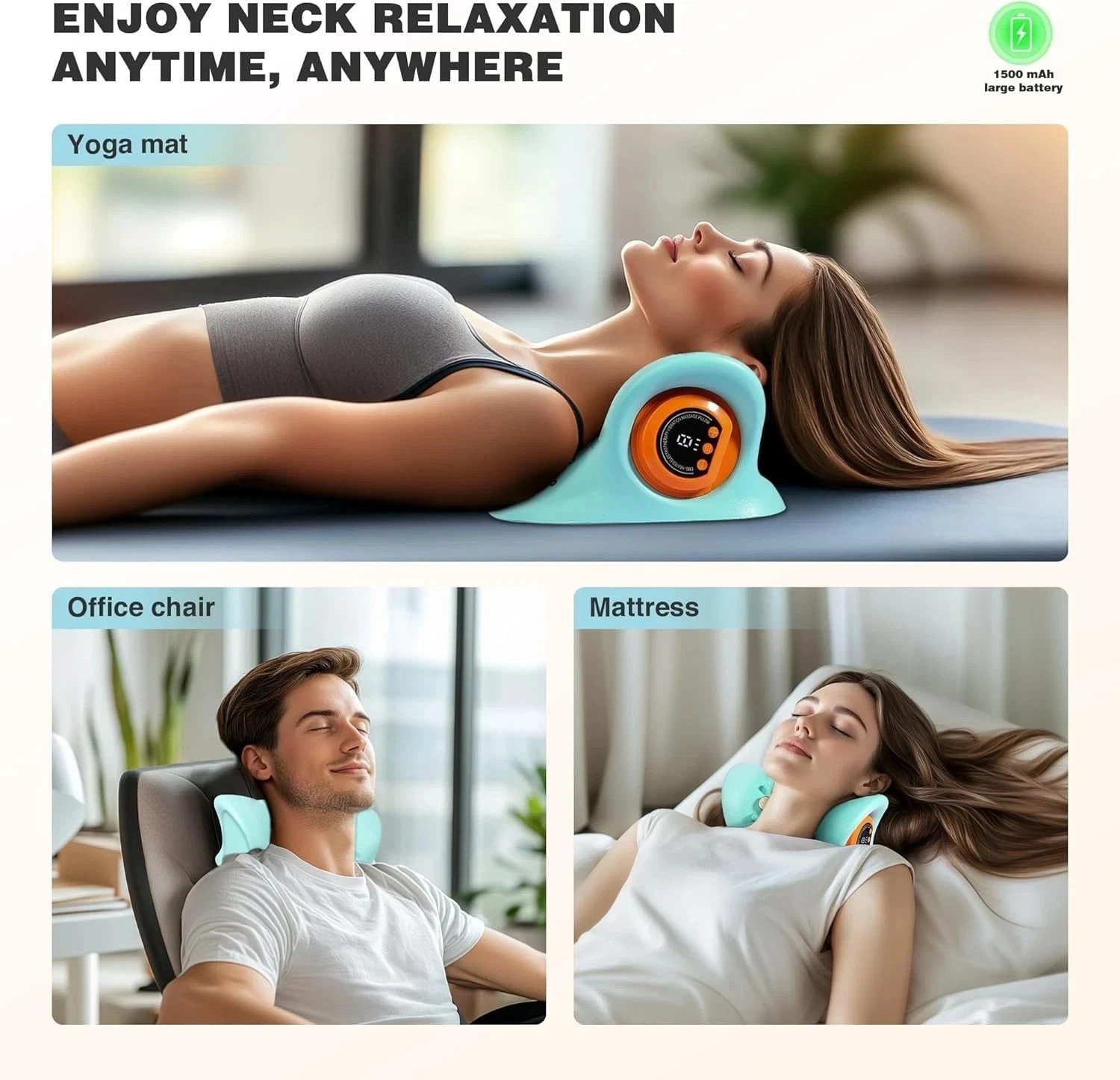Hugterra Neck Massager 2025, Neck and Shoulder Relaxer with Heat, 3 Modes, Porta