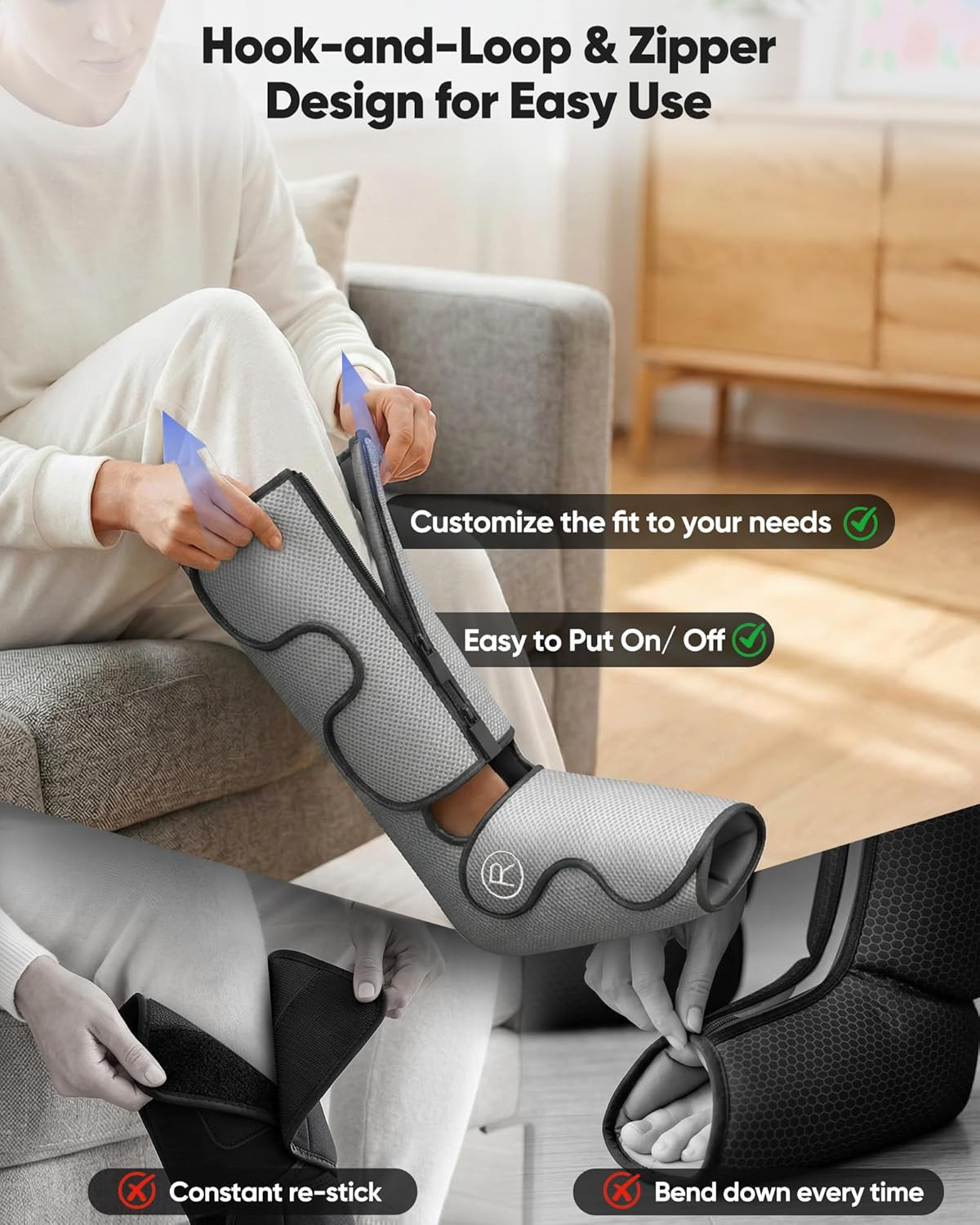 Air Compression Leg Massager with Heat : Foot and Calf Massager for Circulation