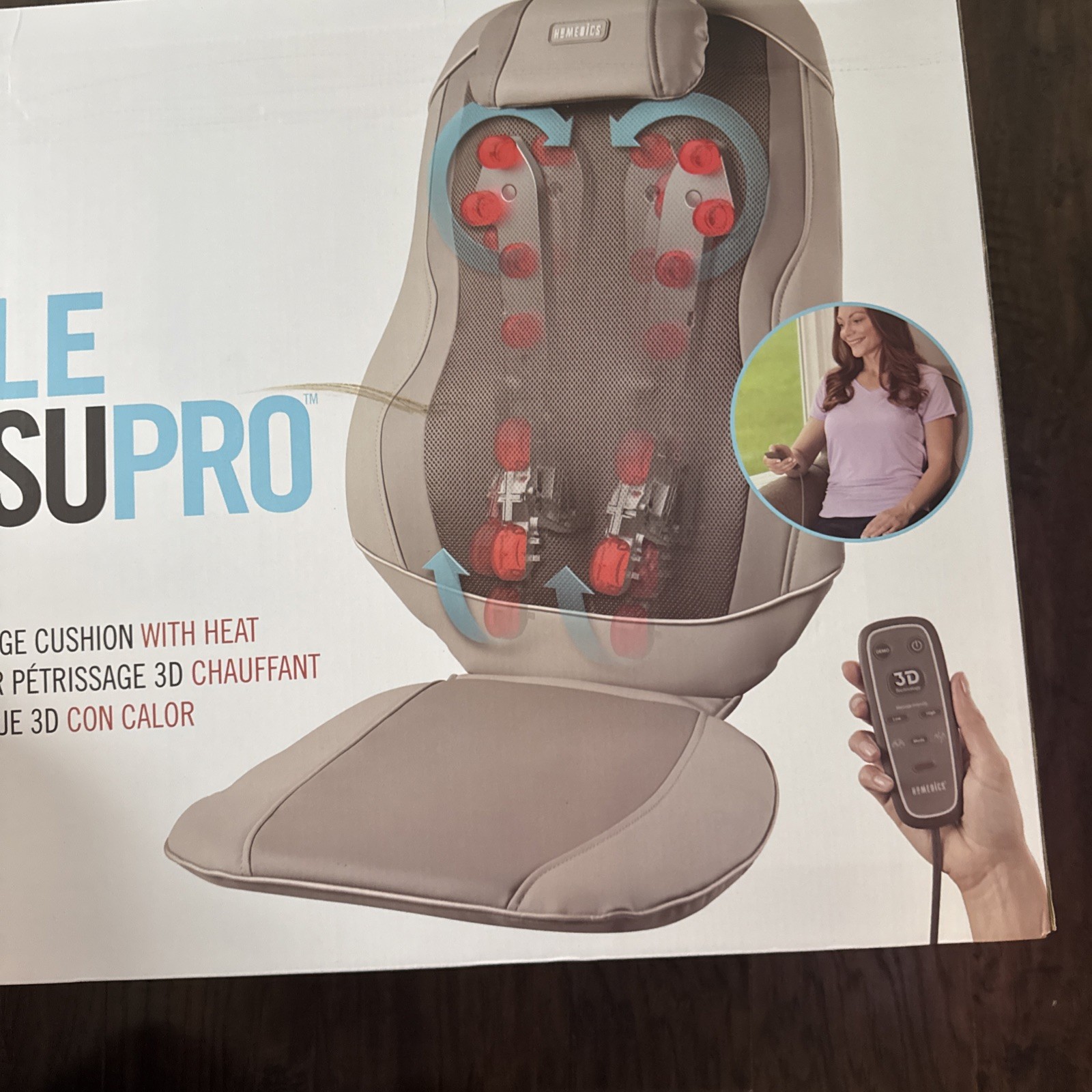 HoMedics Triple Shiatsu Pro 3D Kneading Massage Cushion w/Heat Relax Home Office