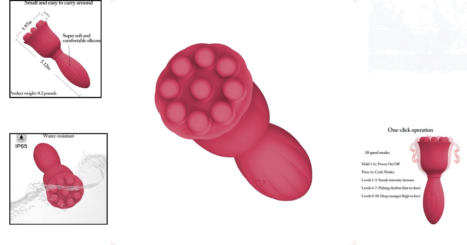 Professional-Grade Handheld Massager – 9 Nodes, Skin-Friendly, Red, 5.12 Inch