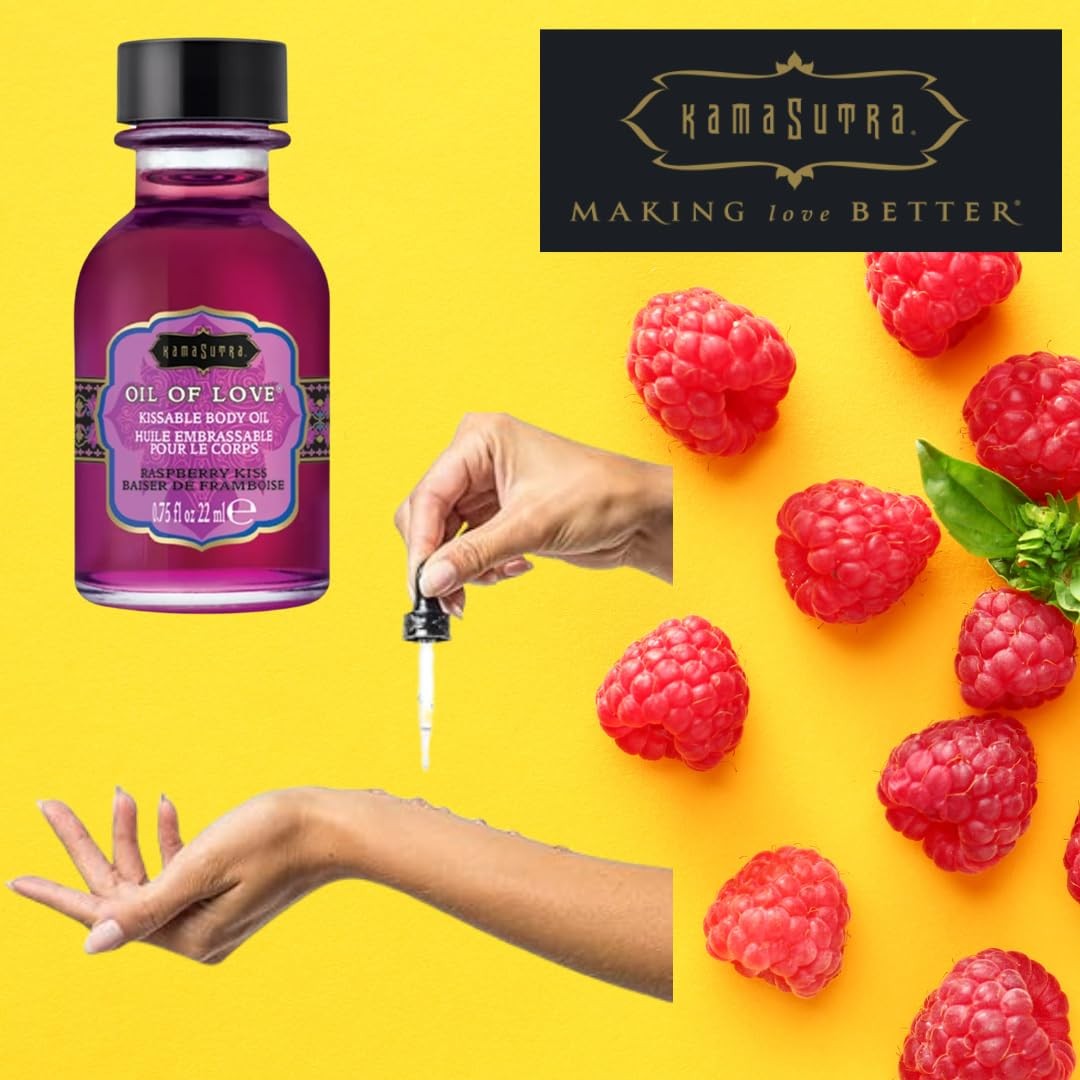 Oil of Love Raspberry Kiss – .75 fl oz – Kissable Warming Body Topping for Or…