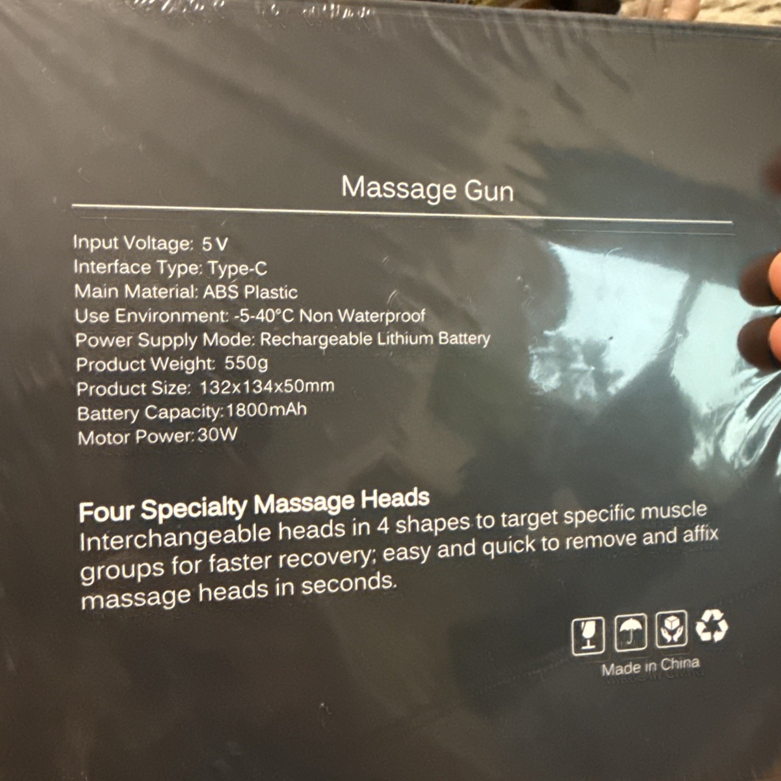 Percussion Massage Gun – 30 Watt USB Type C 1800mAh Battery
